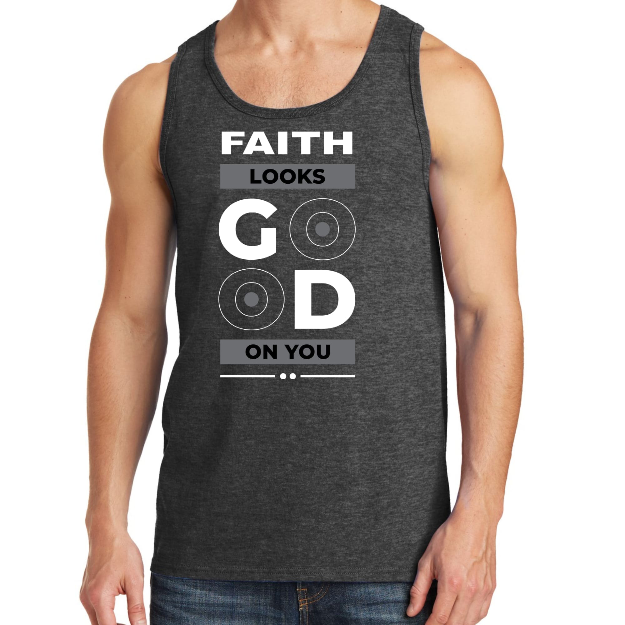 Mens Fitness Tank Top Graphic T-shirt Faith Looks Good