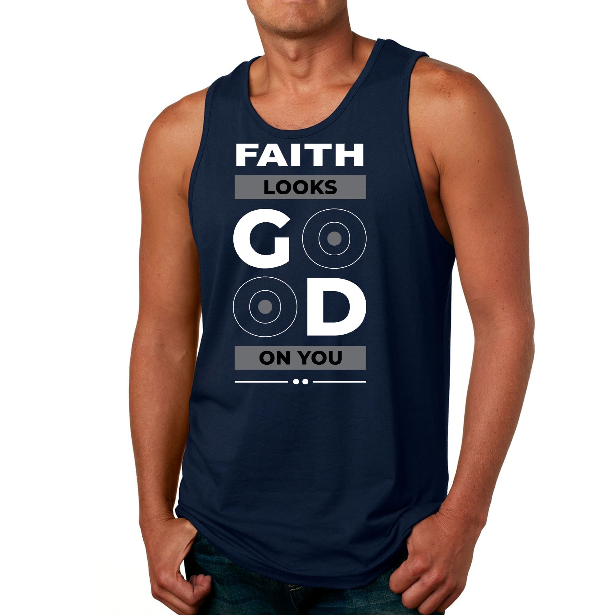 Mens Fitness Tank Top Graphic T-shirt Faith Looks Good