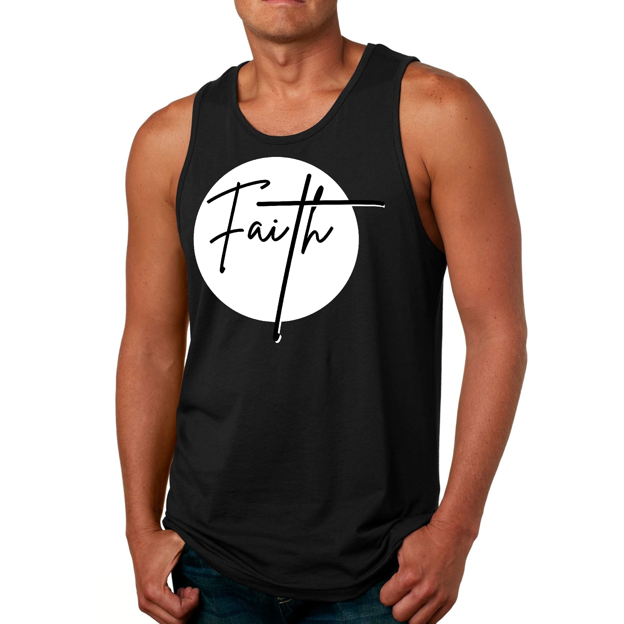 Mens Fitness Tank Top Graphic T-shirt Faith Print
