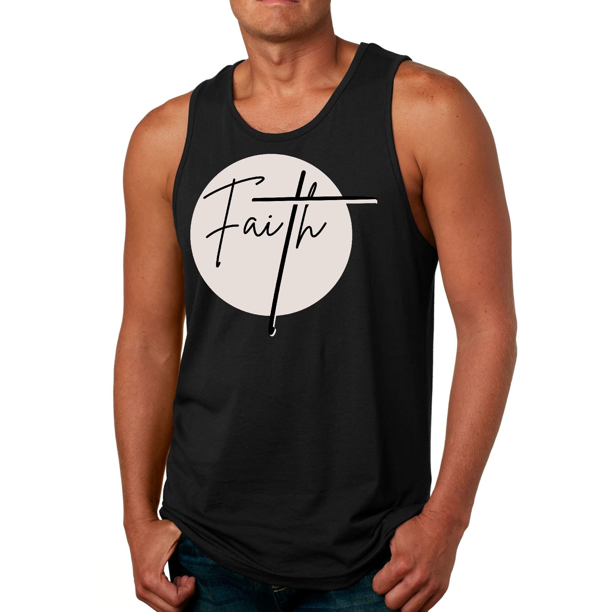 Mens Fitness Tank Top Graphic T-shirt Faith Print