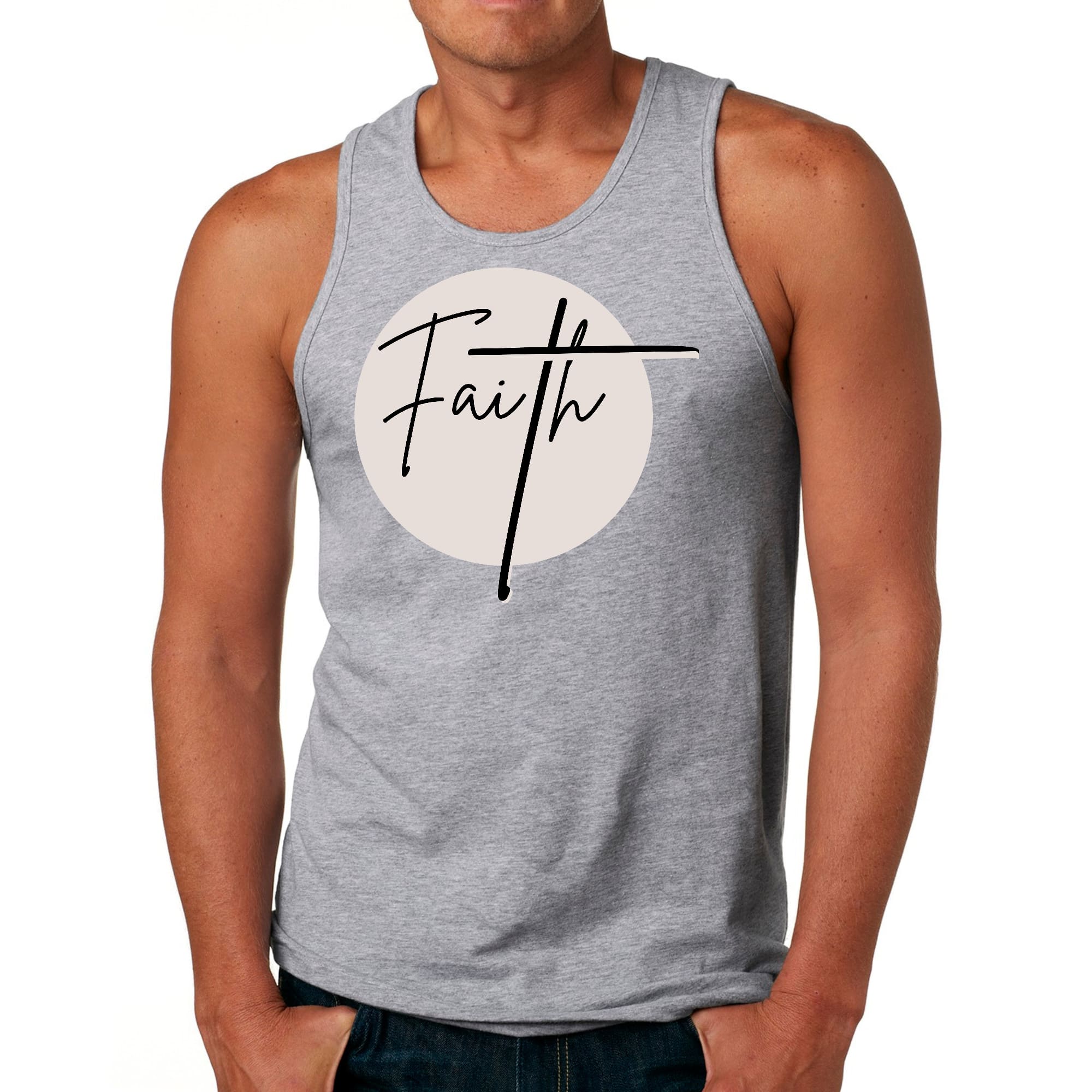 Mens Fitness Tank Top Graphic T-shirt Faith Print