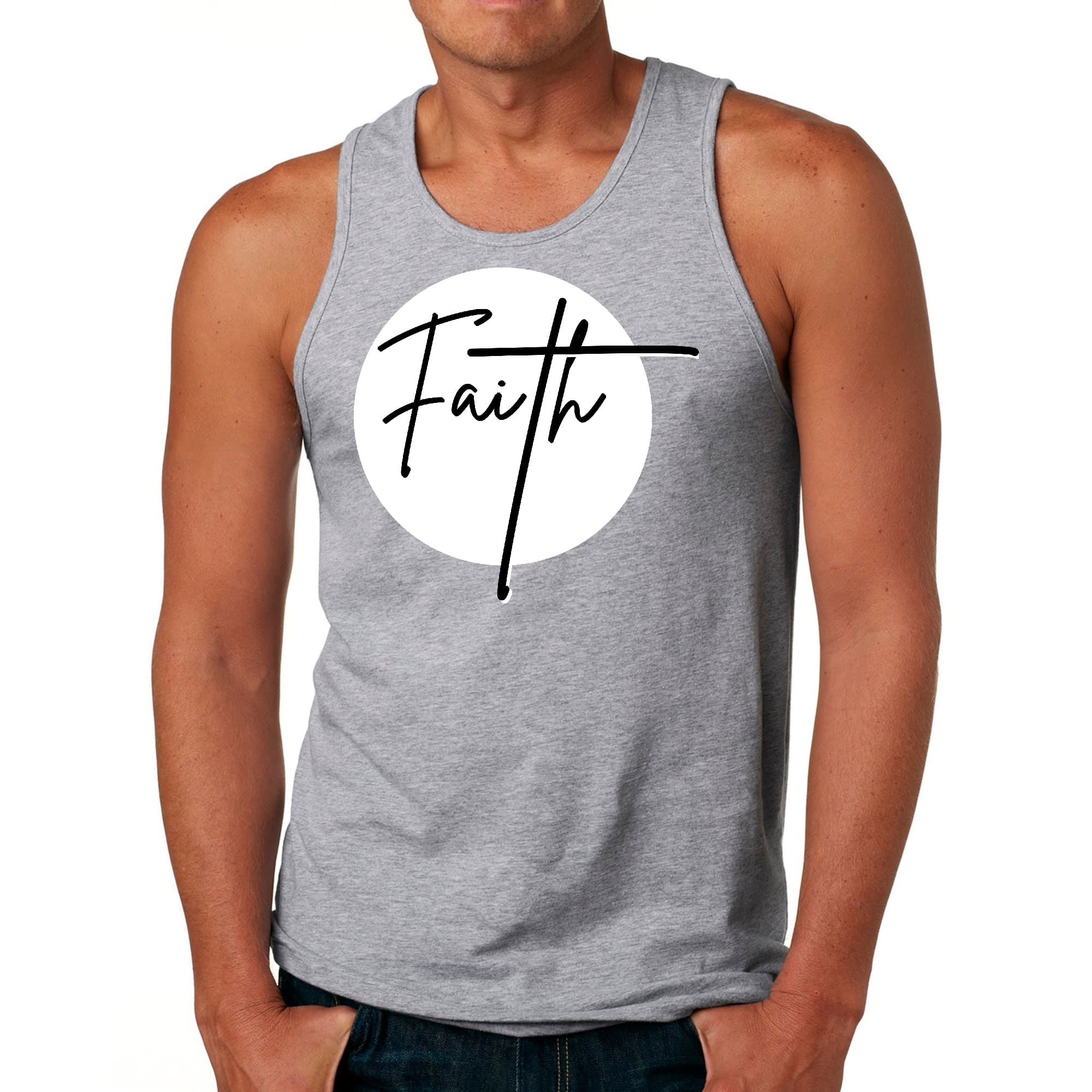 Mens Fitness Tank Top Graphic T-shirt Faith Print
