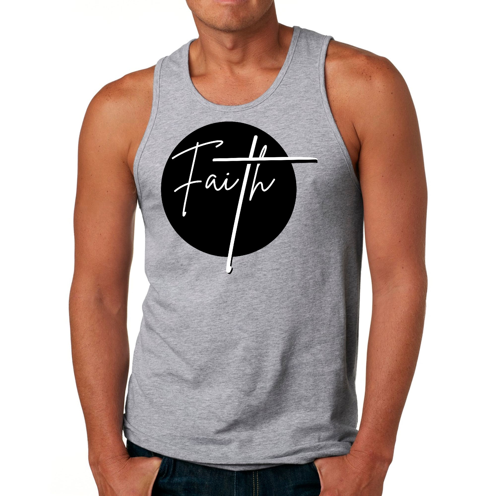 Mens Fitness Tank Top Graphic T-shirt Faith Print