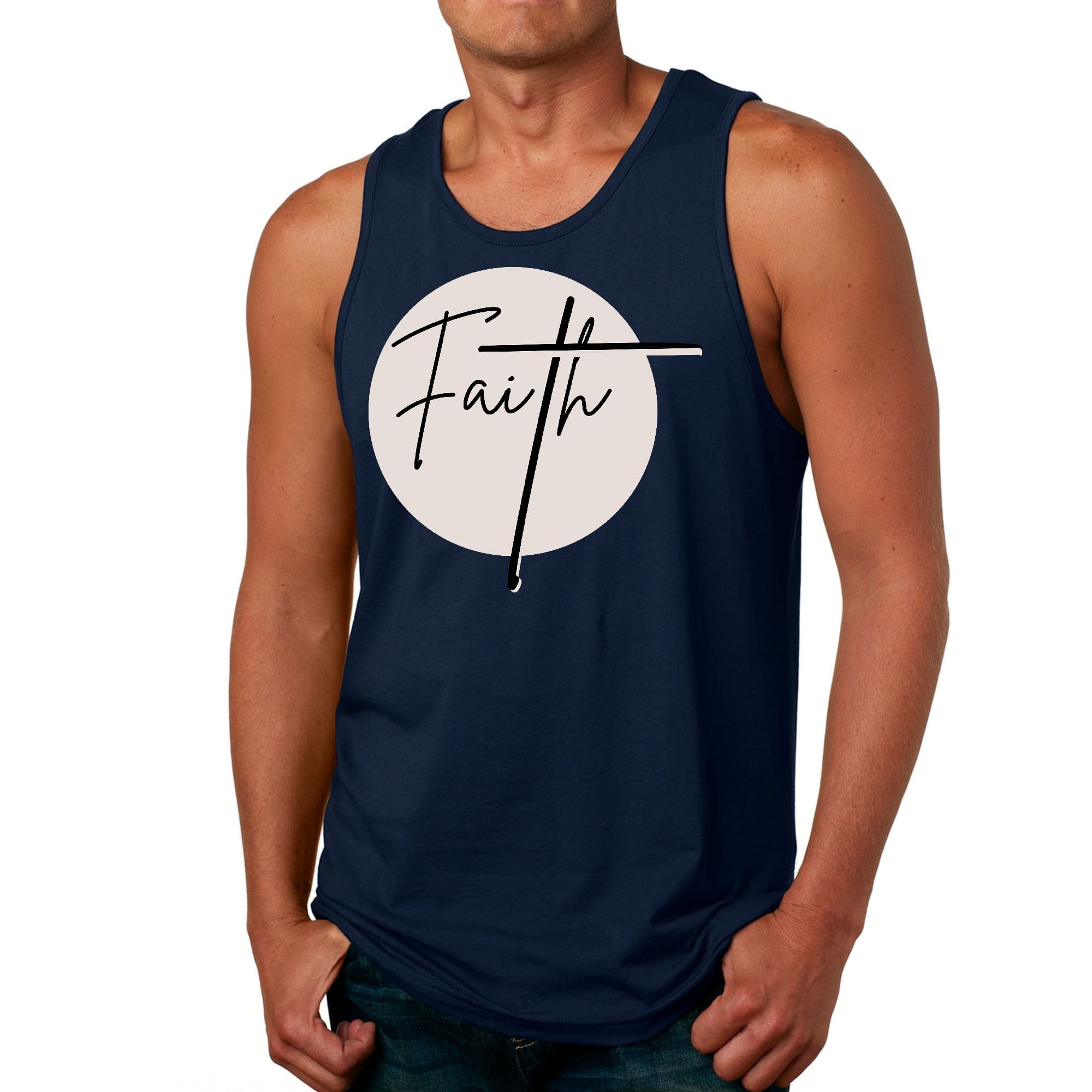 Mens Fitness Tank Top Graphic T-shirt Faith Print