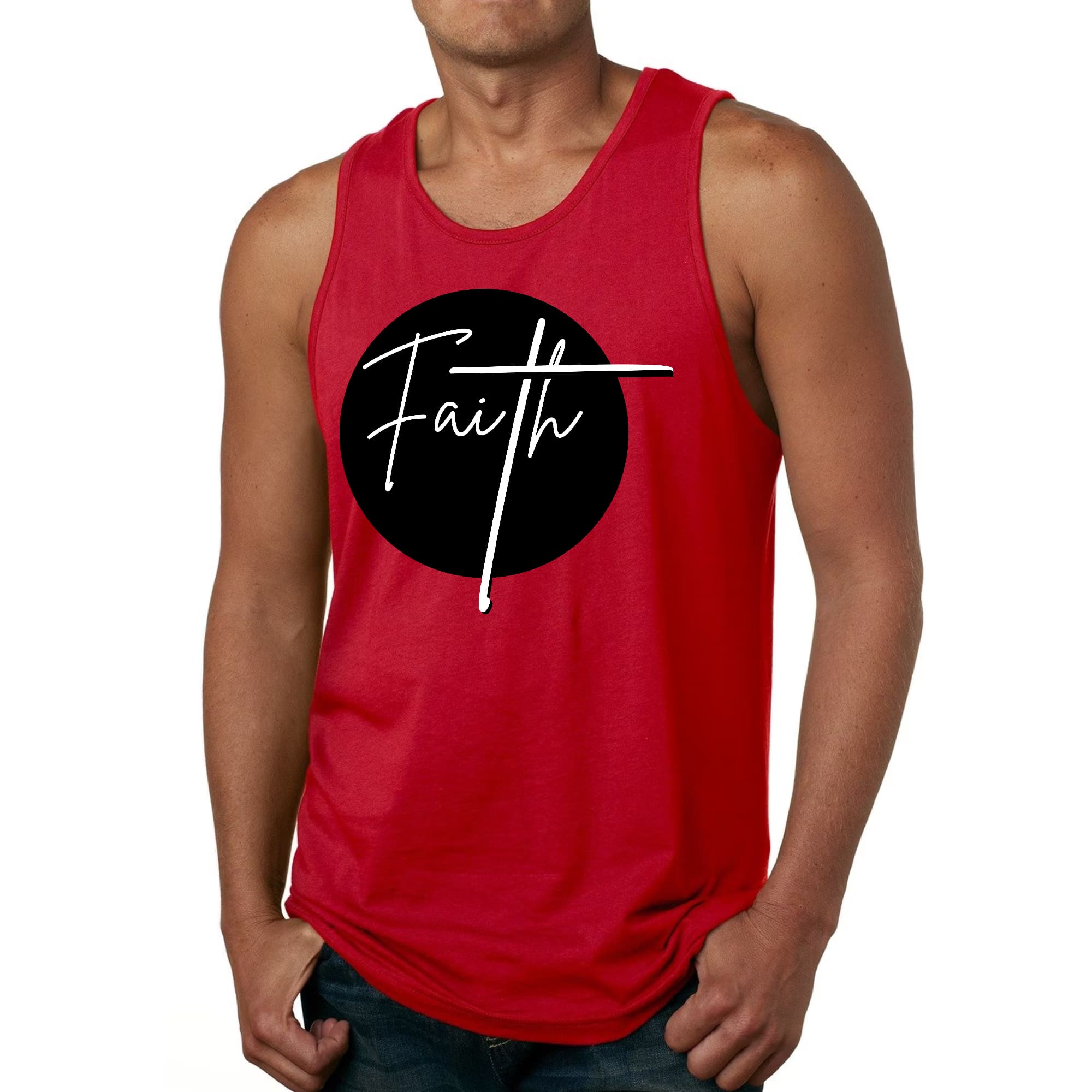 Mens Fitness Tank Top Graphic T-shirt Faith Print