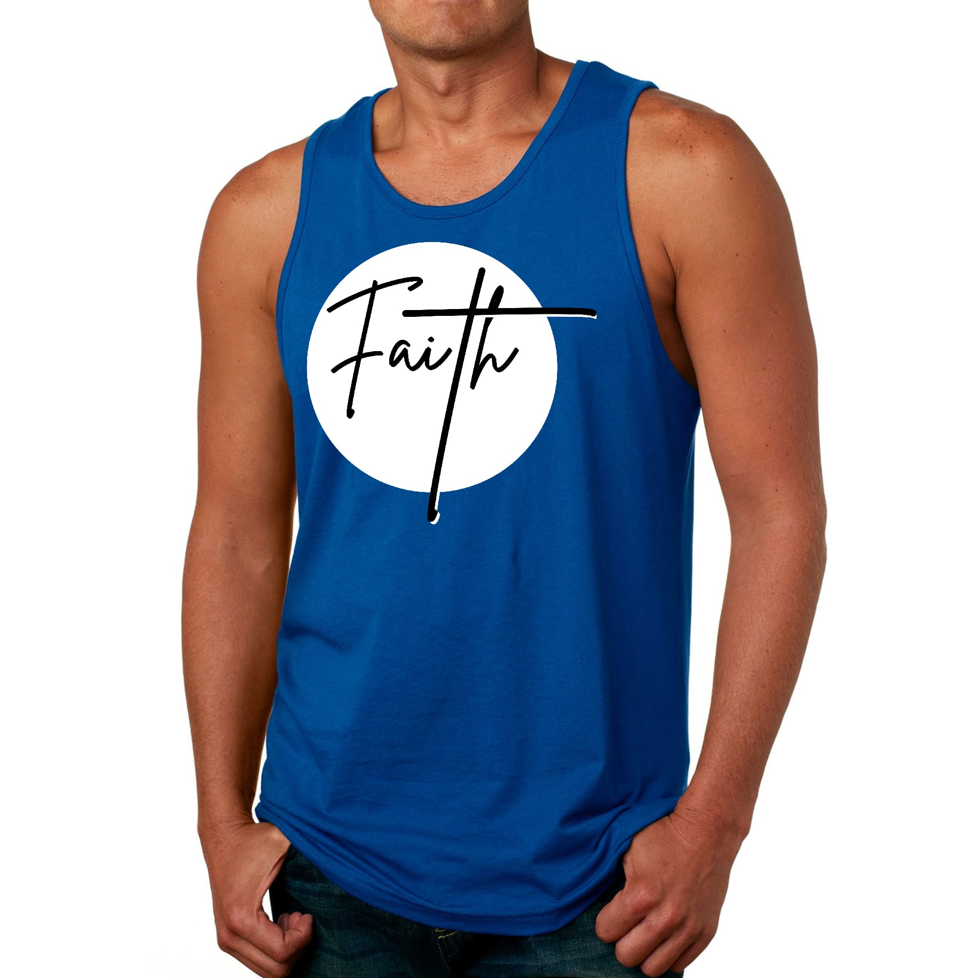 Mens Fitness Tank Top Graphic T-shirt Faith Print