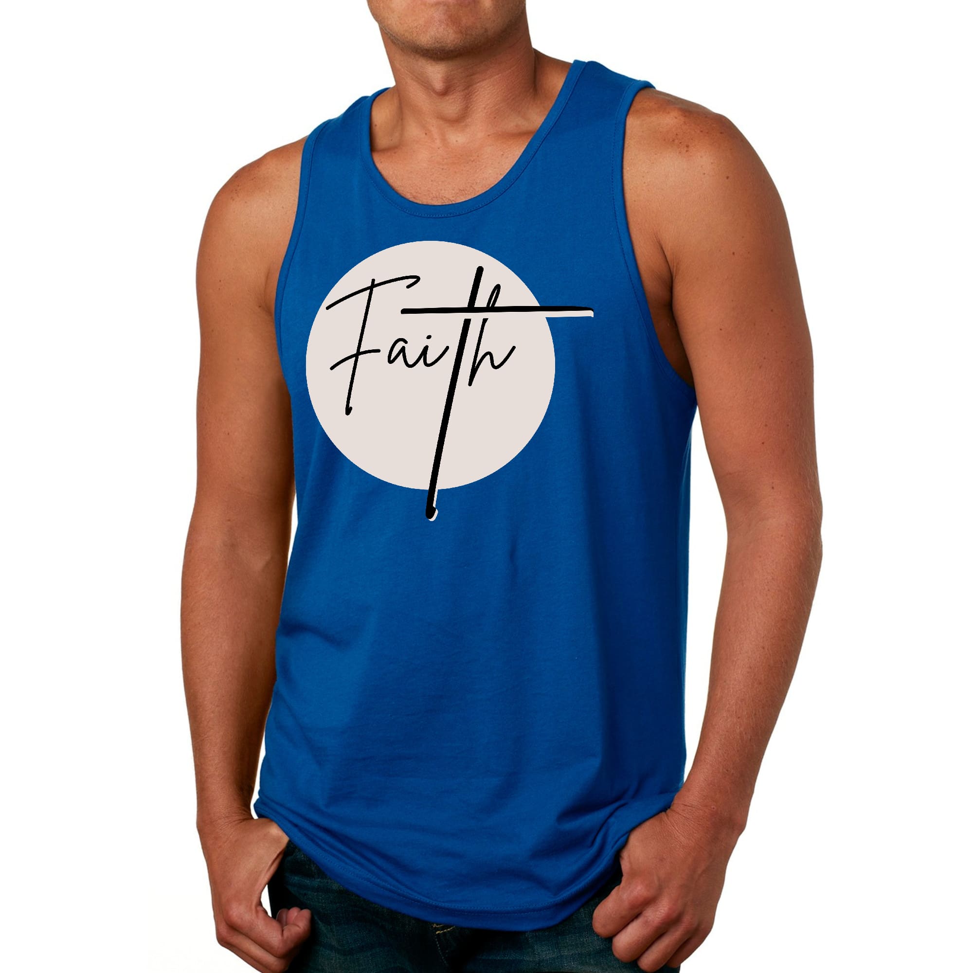 Mens Fitness Tank Top Graphic T-shirt Faith Print