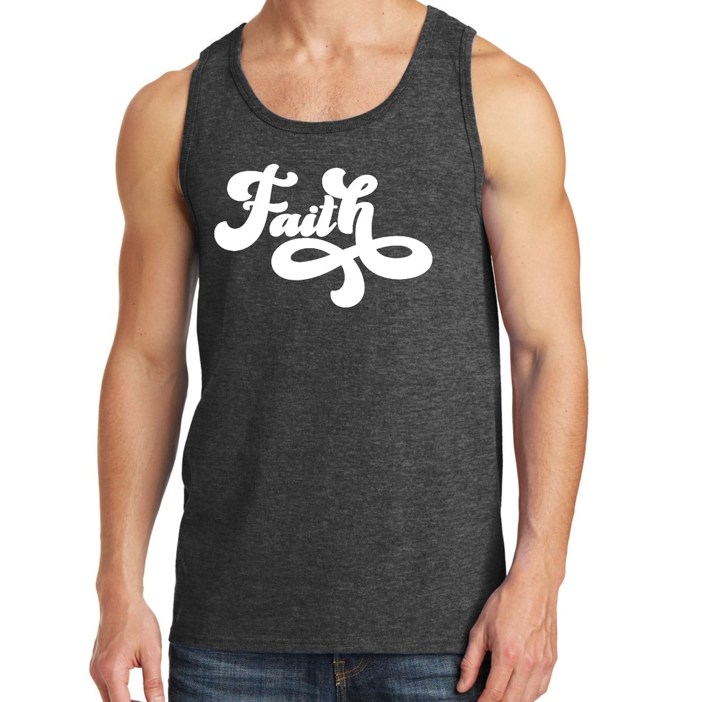 Mens Fitness Tank Top Graphic T-shirt Faith Script Illustration