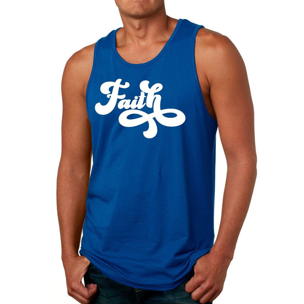 Mens Fitness Tank Top Graphic T-shirt Faith Script Illustration