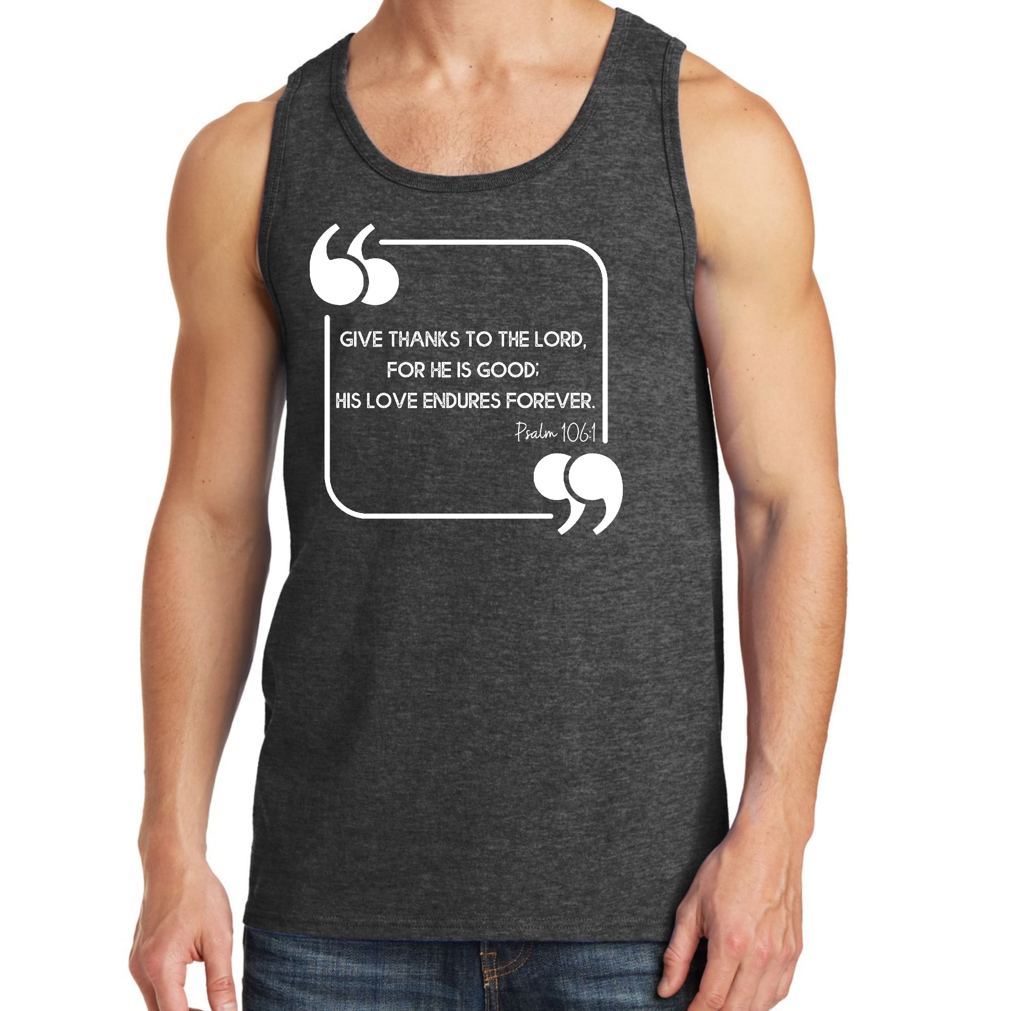 Mens Fitness Tank Top Graphic T-shirt Give Thanks to the Lord