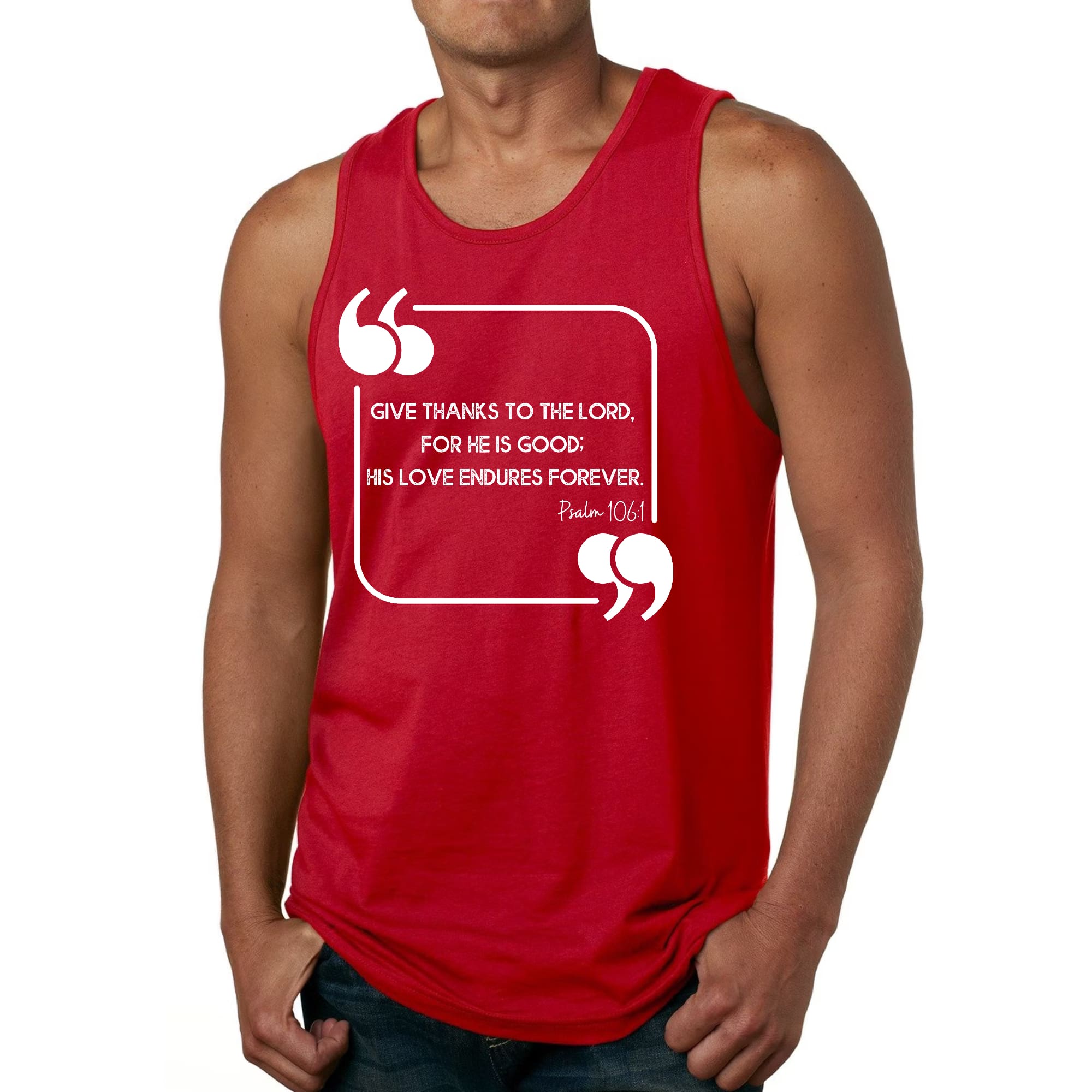 Mens Fitness Tank Top Graphic T-shirt Give Thanks to the Lord