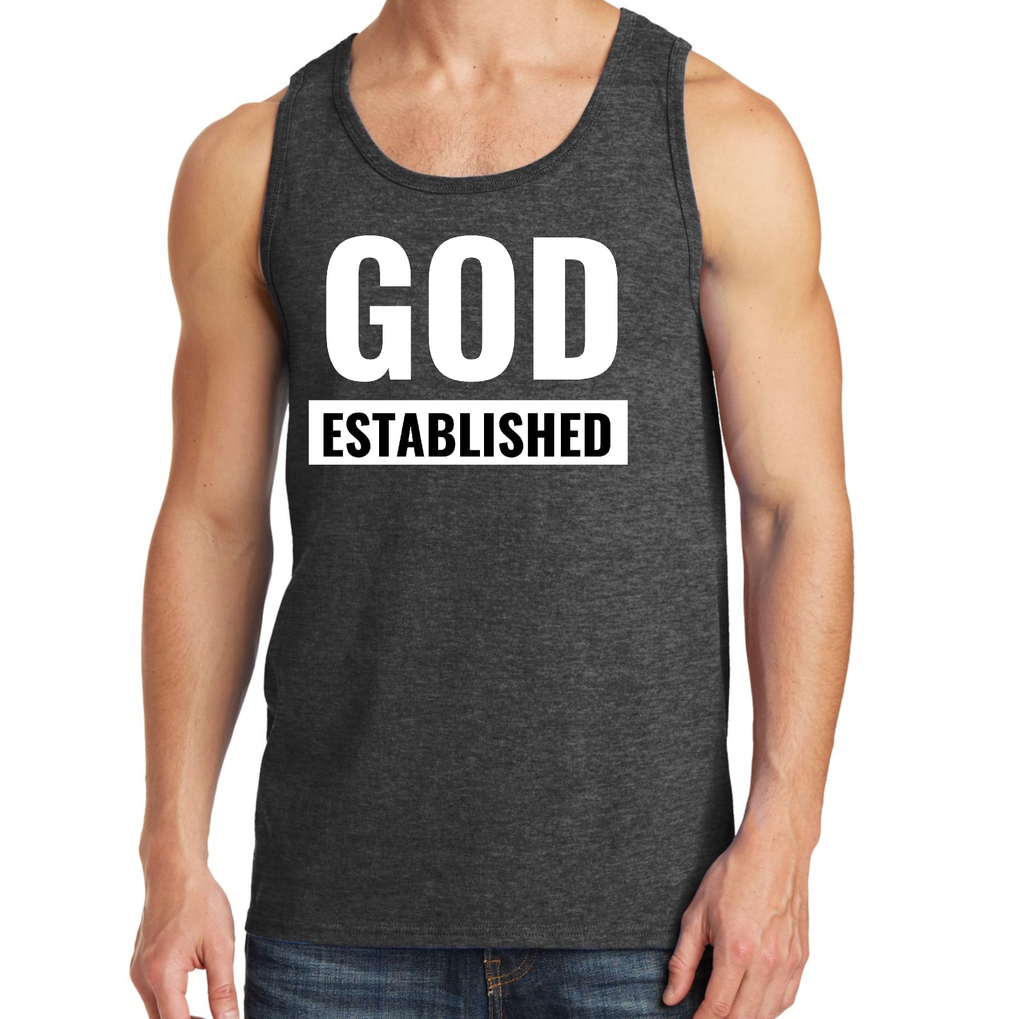 Mens Fitness Tank Top Graphic T-shirt God Established