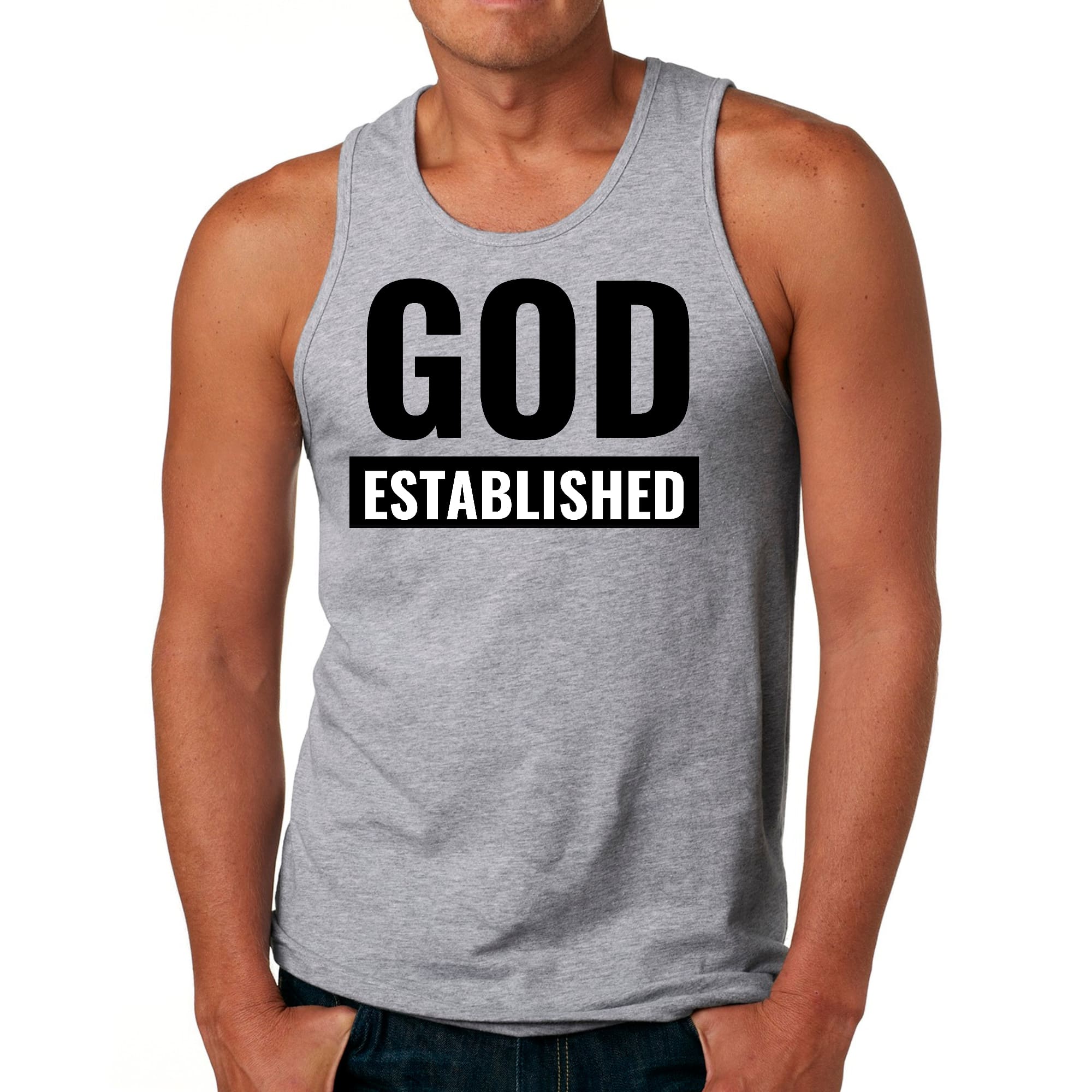 Mens Fitness Tank Top Graphic T-shirt God Established