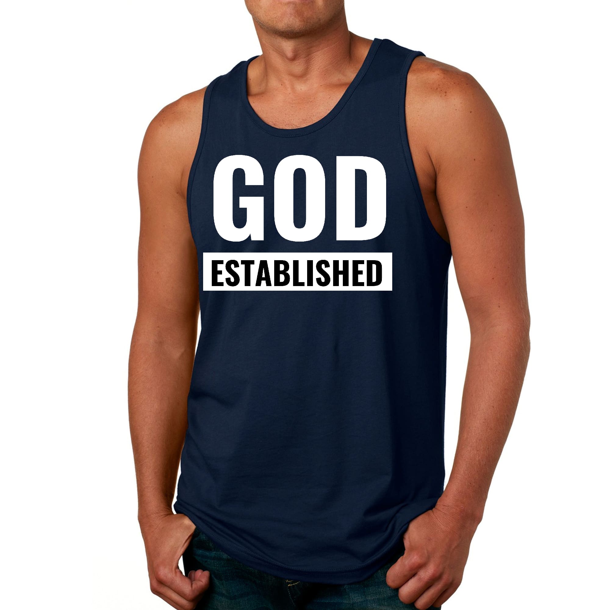 Mens Fitness Tank Top Graphic T-shirt God Established
