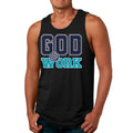 Mens Fitness Tank Top Graphic T-shirt God @ Work Navy Blue and Blue