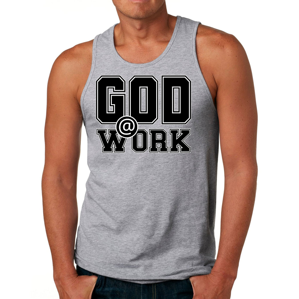 Mens Fitness Tank Top Graphic T-shirt God @ Work Print