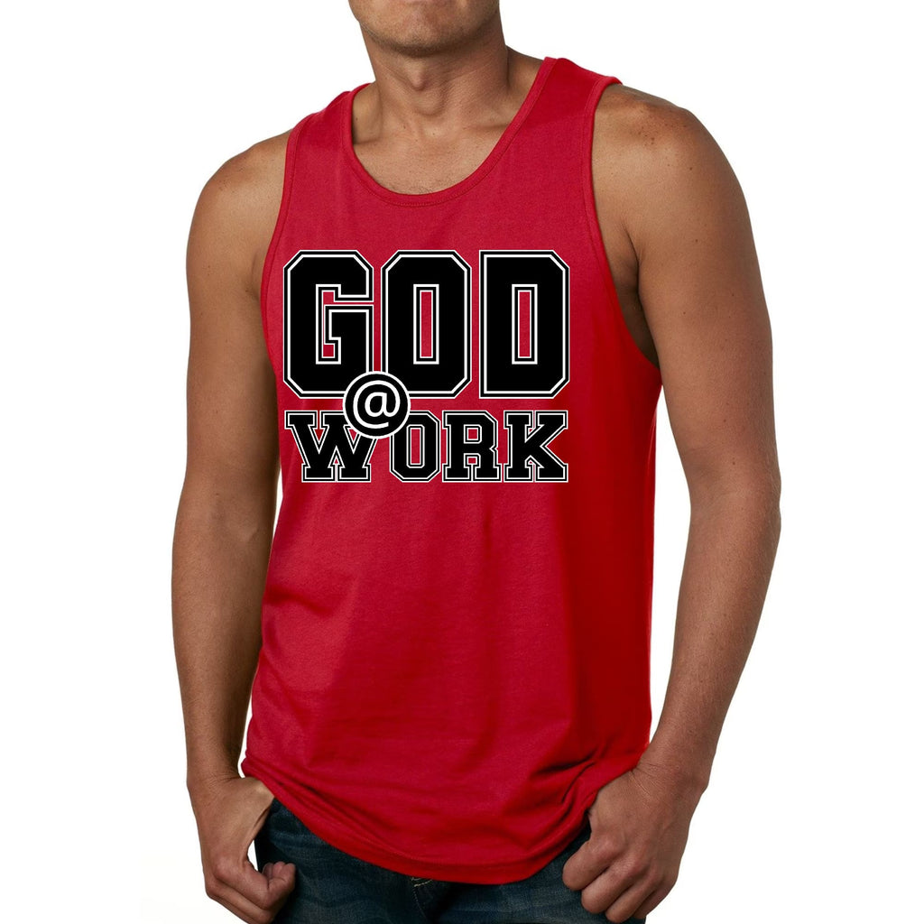 Mens Fitness Tank Top Graphic T-shirt God @ Work Print