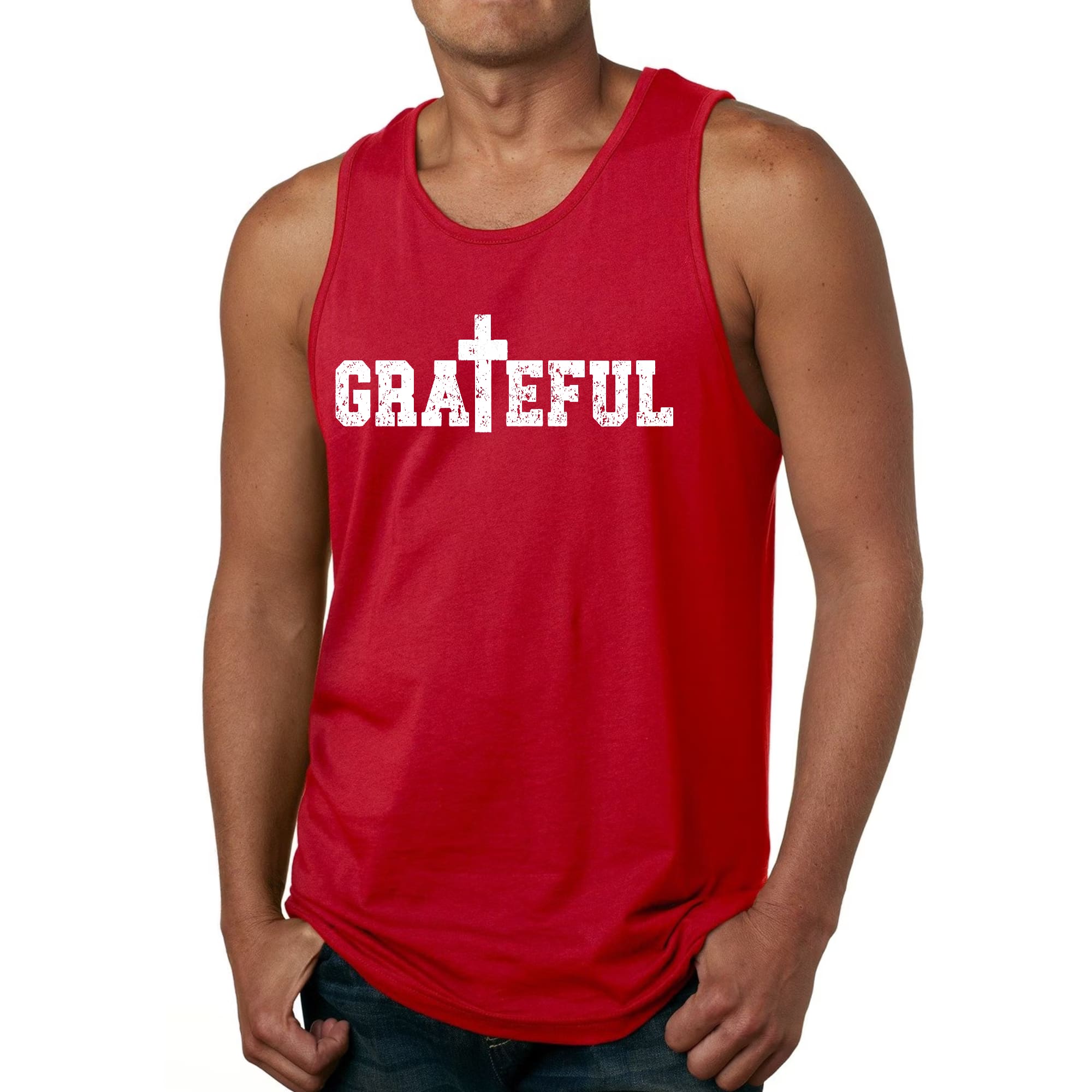Mens Fitness Tank Top Graphic T-shirt Grateful Print