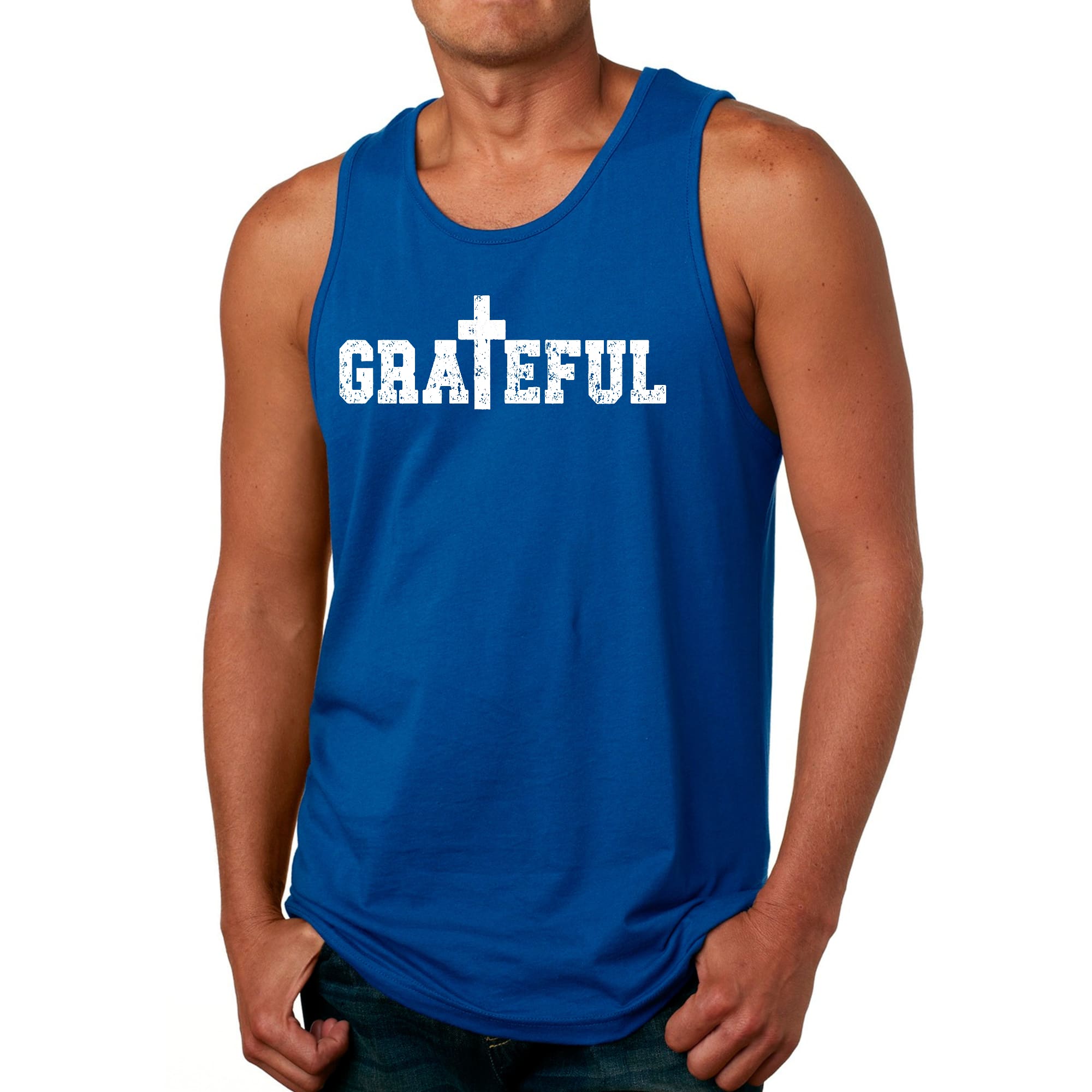 Mens Fitness Tank Top Graphic T-shirt Grateful Print