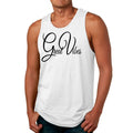 Mens Fitness Tank Top Graphic T-shirt Great Vibes Black Illustration