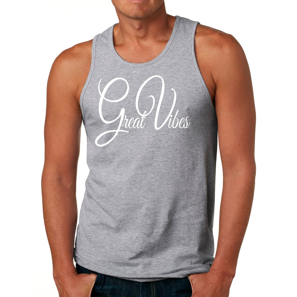 Mens Fitness Tank Top Graphic T-shirt Great Vibes