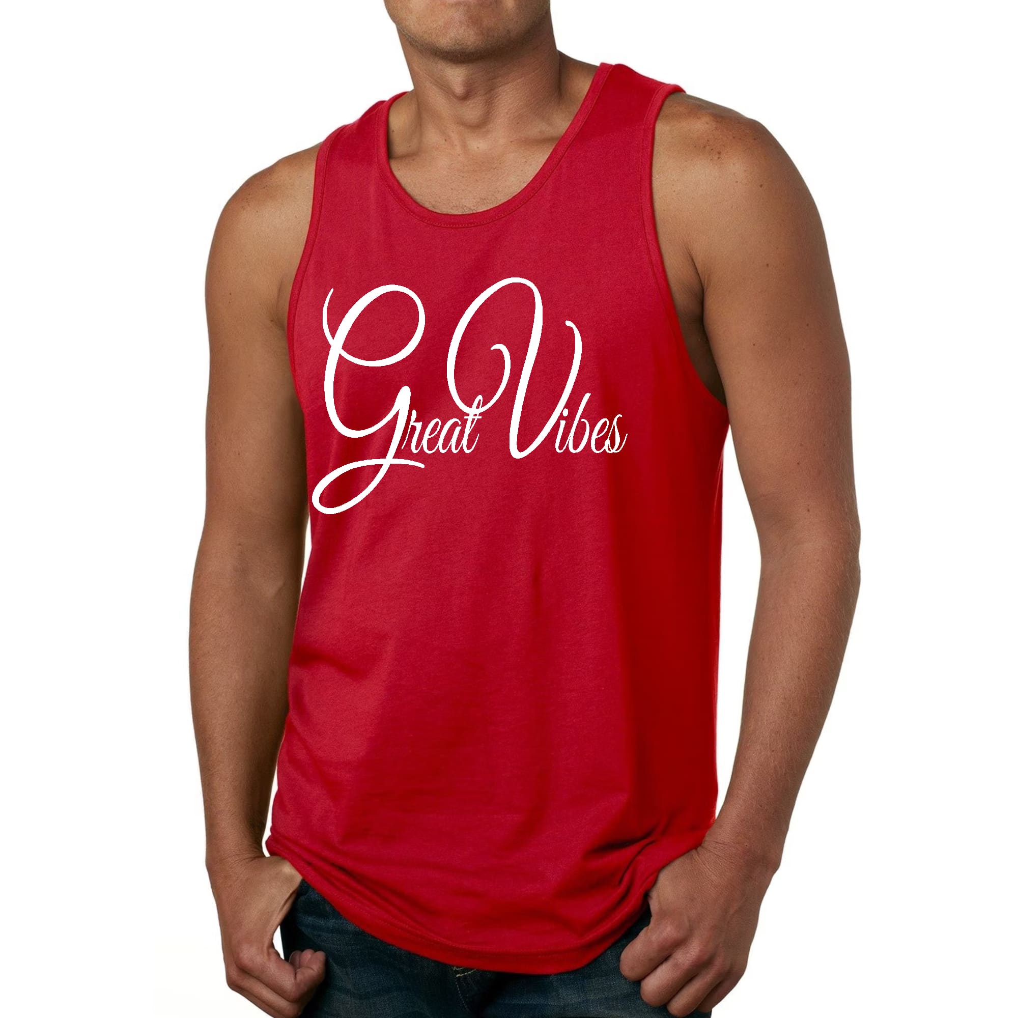 Mens Fitness Tank Top Graphic T-shirt Great Vibes