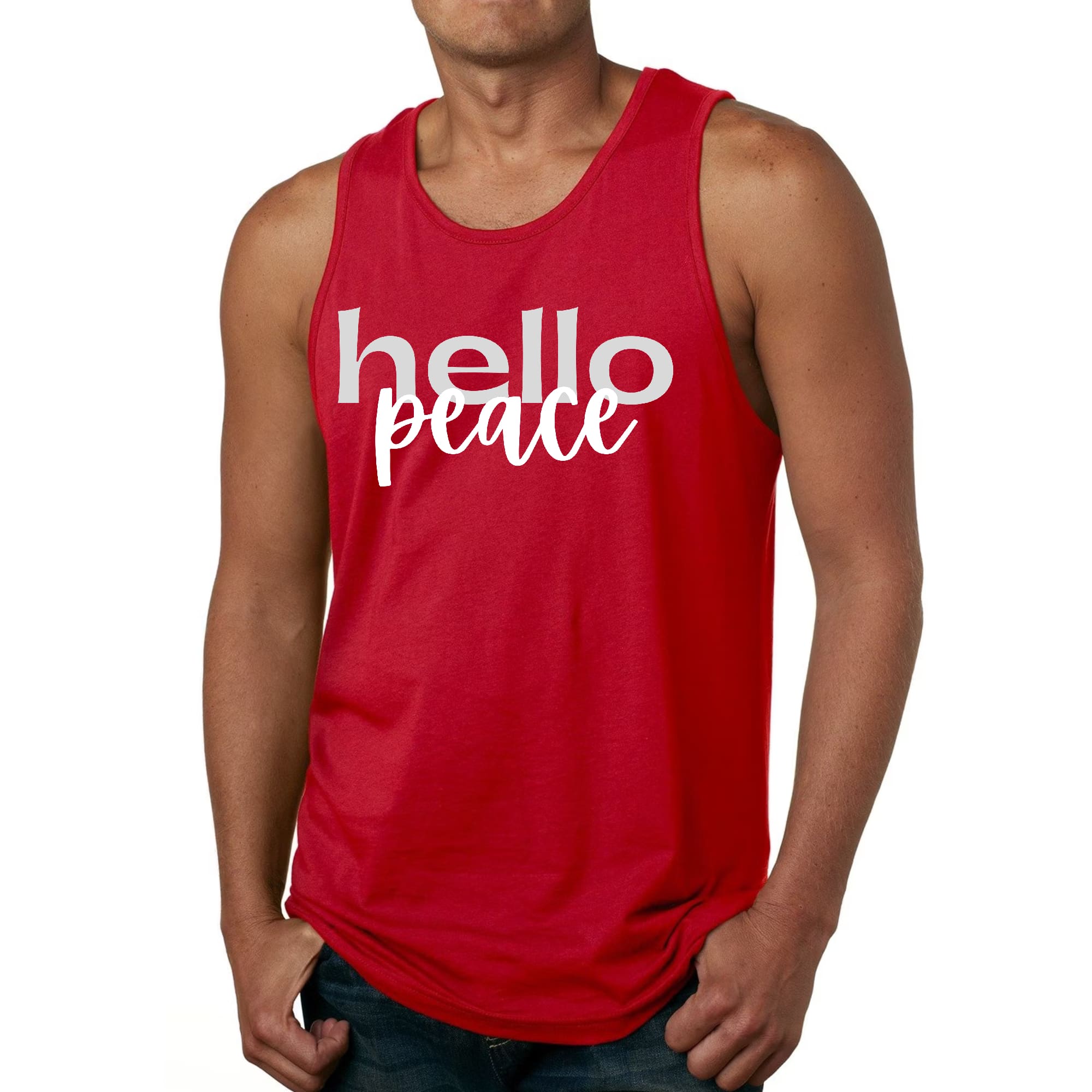 Mens Fitness Tank Top Graphic T-shirt Hello Peace Motivational