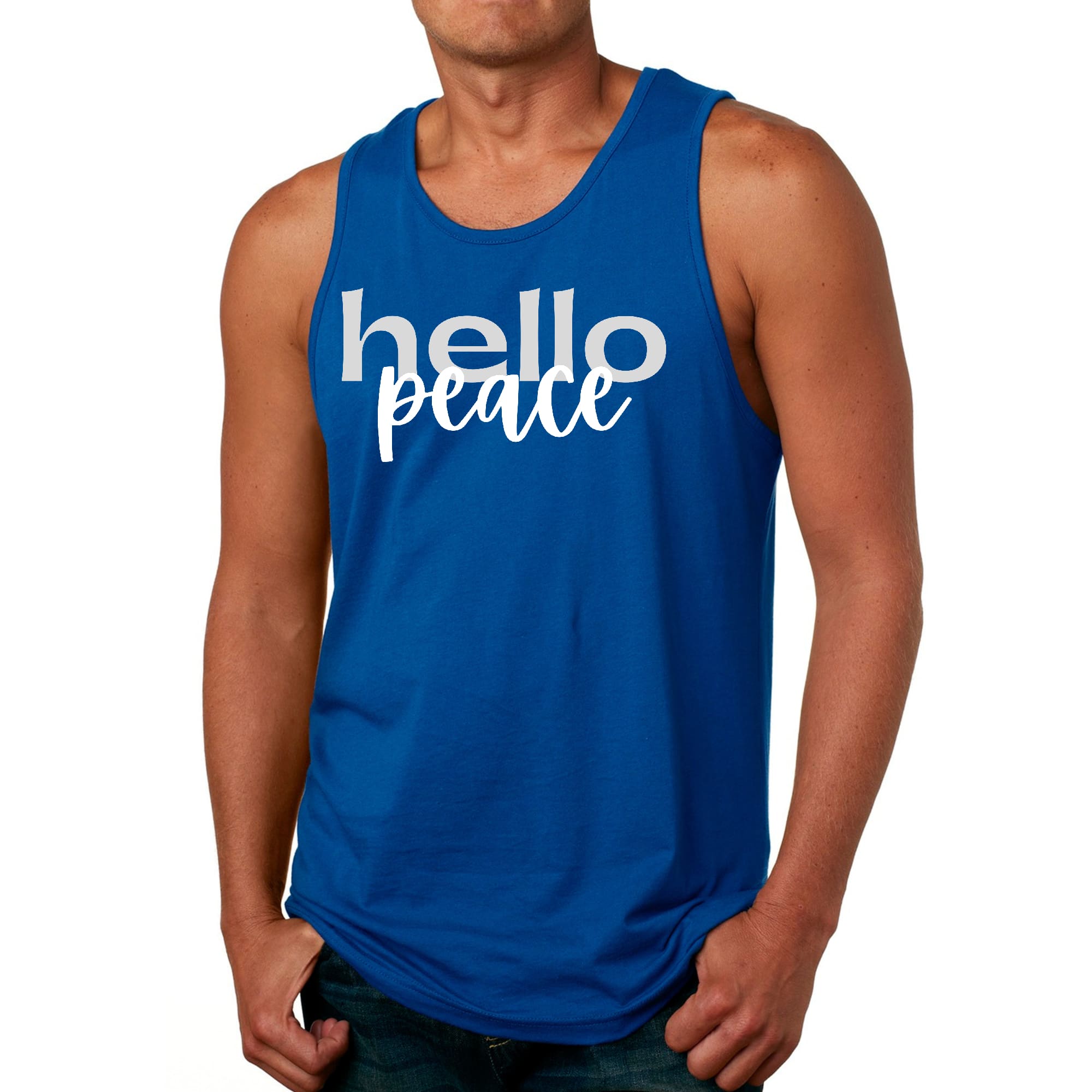 Mens Fitness Tank Top Graphic T-shirt Hello Peace Motivational