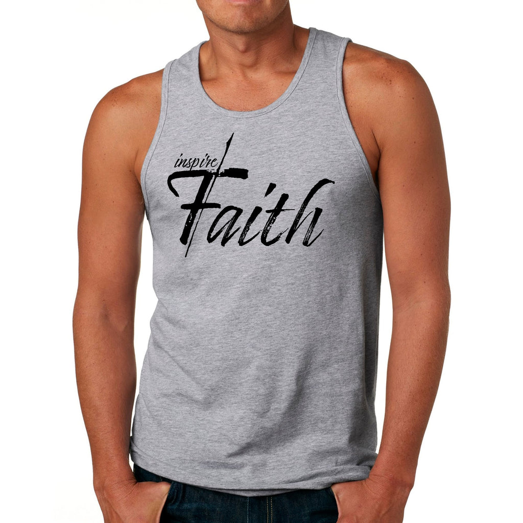 Mens Fitness Tank Top Graphic T-shirt Inspire Faith Black Print