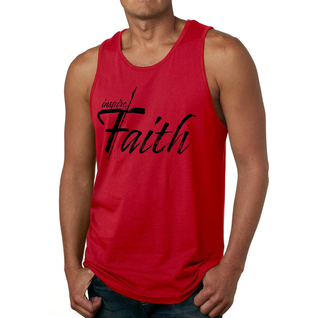 Mens Fitness Tank Top Graphic T-shirt Inspire Faith Black Print