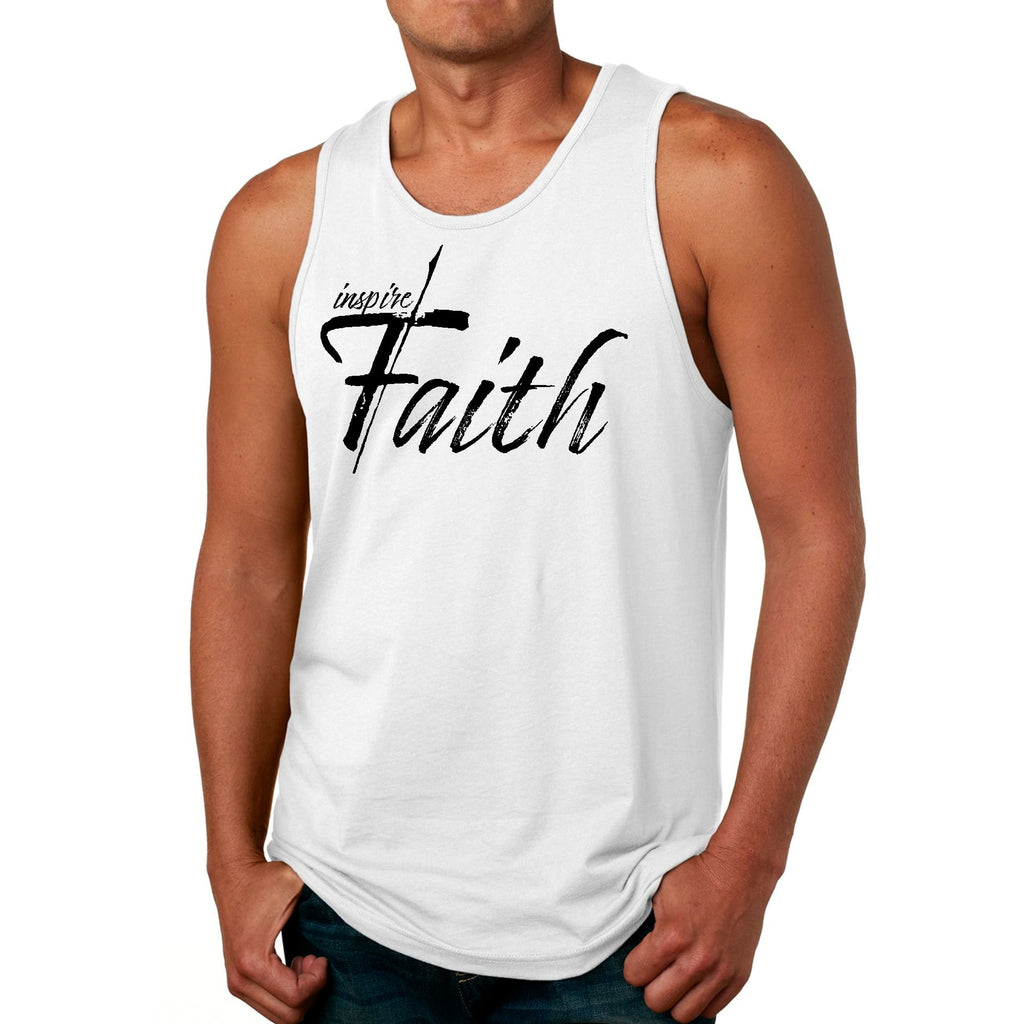 Mens Fitness Tank Top Graphic T-shirt Inspire Faith Black Print