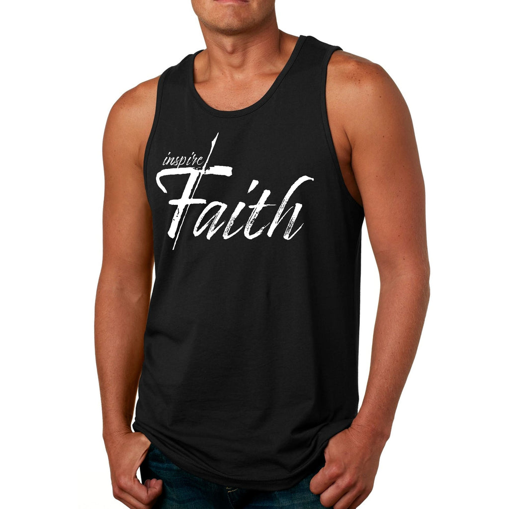 Mens Fitness Tank Top Graphic T-shirt Inspire Faith White Print