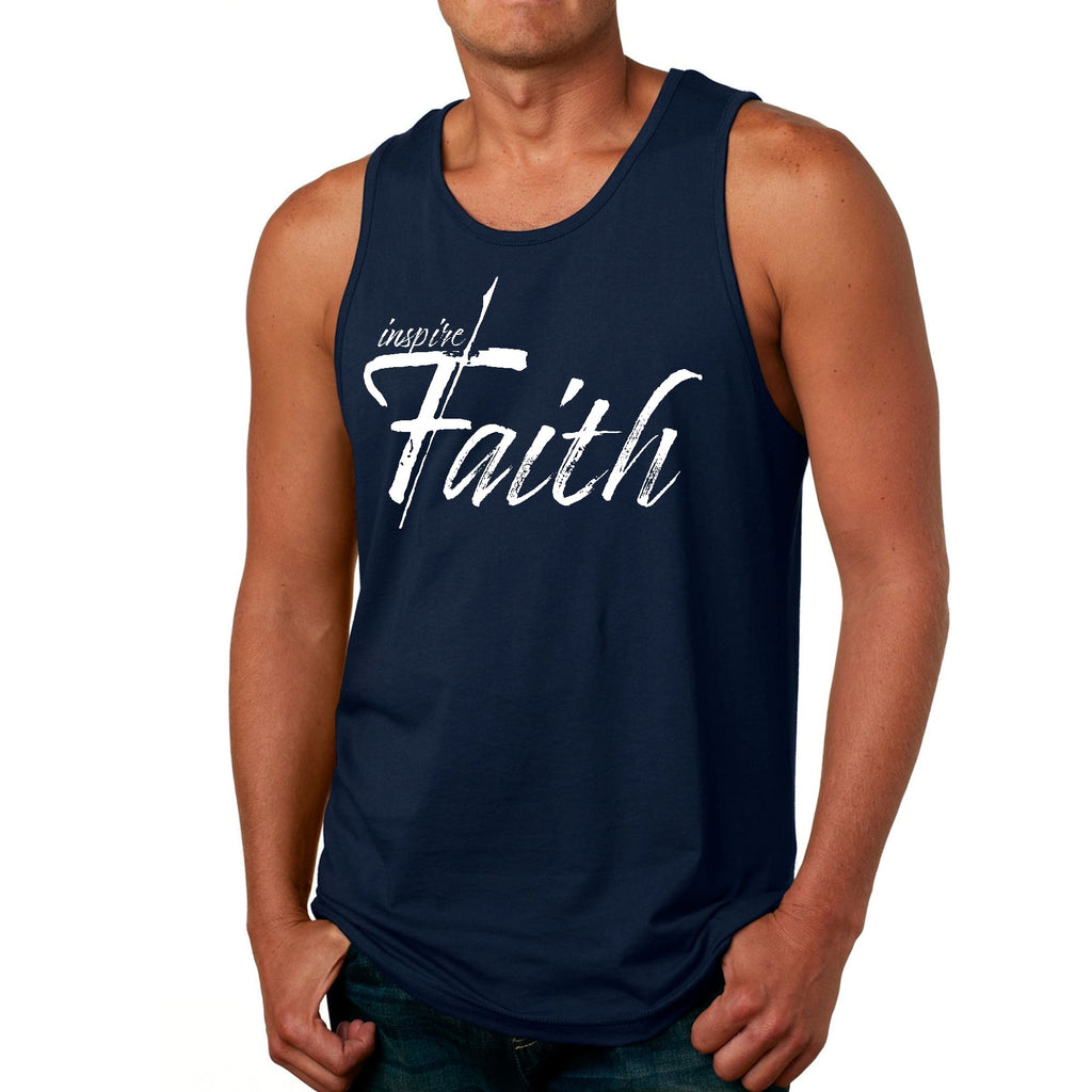 Mens Fitness Tank Top Graphic T-shirt Inspire Faith White Print