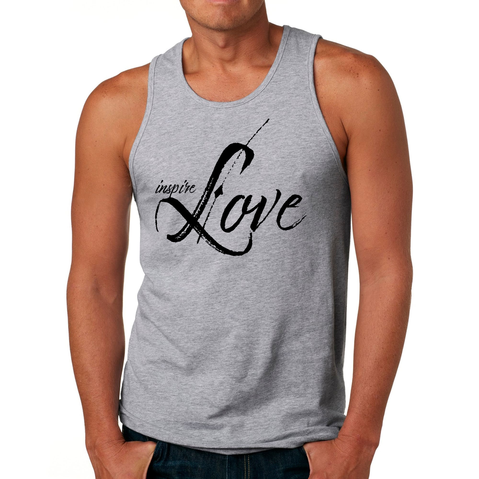 Mens Fitness Tank Top Graphic T-shirt Inspire Love