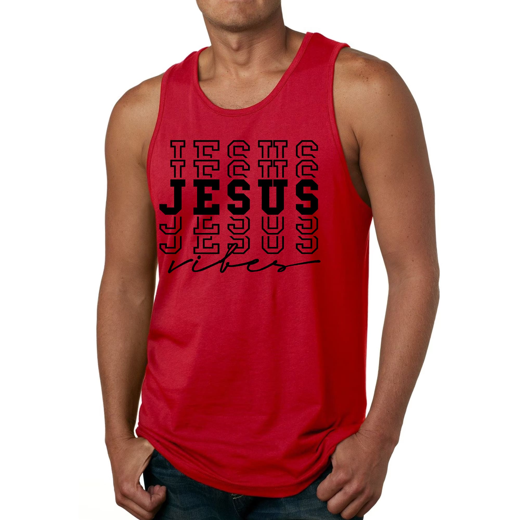 Mens Fitness Tank Top Graphic T-shirt Jesus Vibes