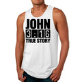 Mens Fitness Tank Top Graphic T-shirt John 3:16 True Story Print