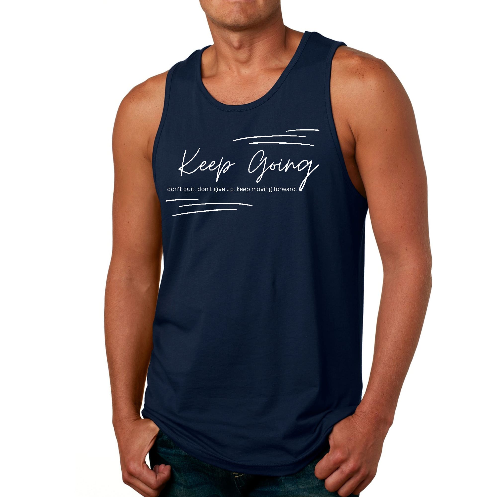 Mens Fitness Tank Top Graphic T-shirt Keep Going Don't Give Up -