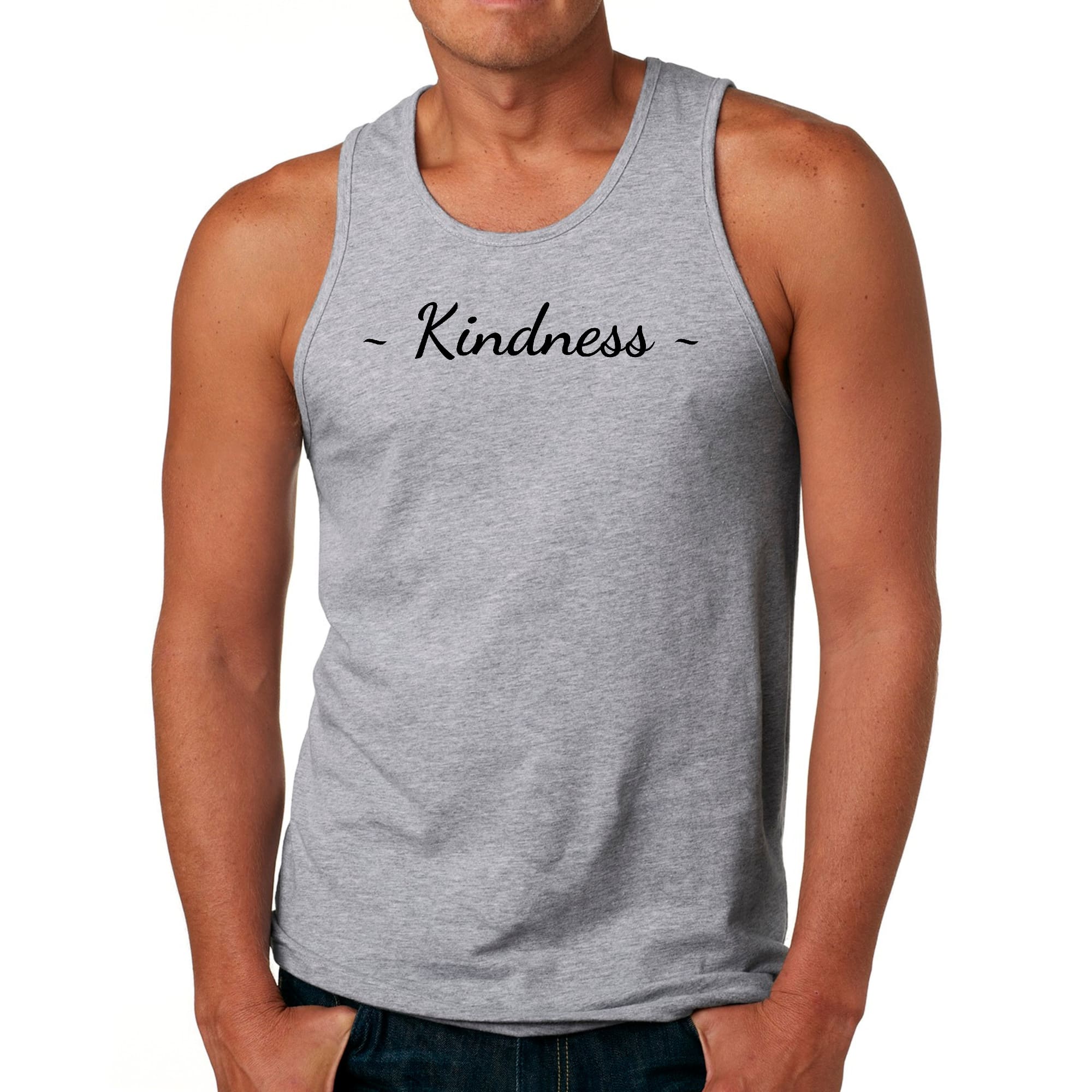 Mens Fitness Tank Top Graphic T-shirt Kindness Black Print