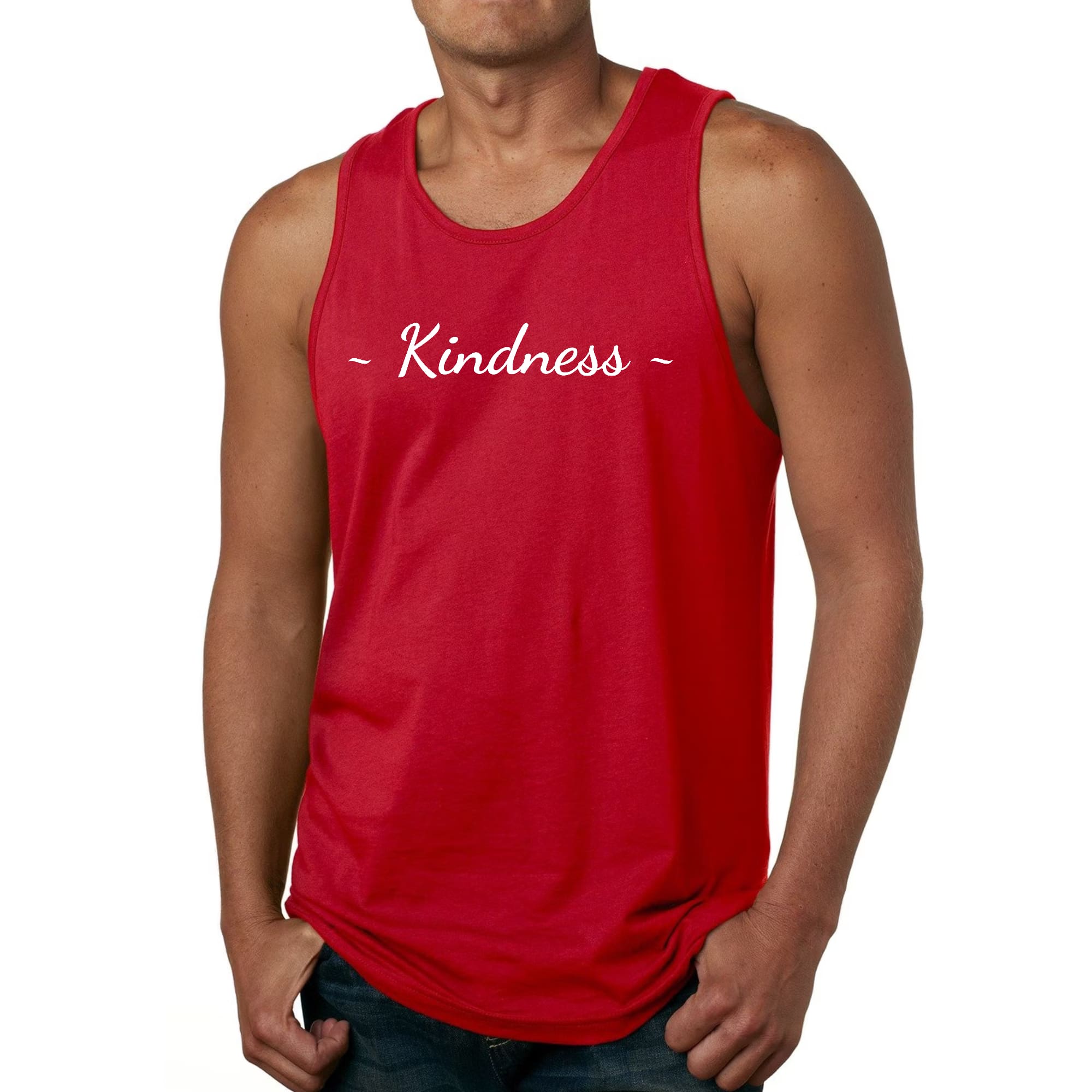 Mens Fitness Tank Top Graphic T-shirt Kindness White Print