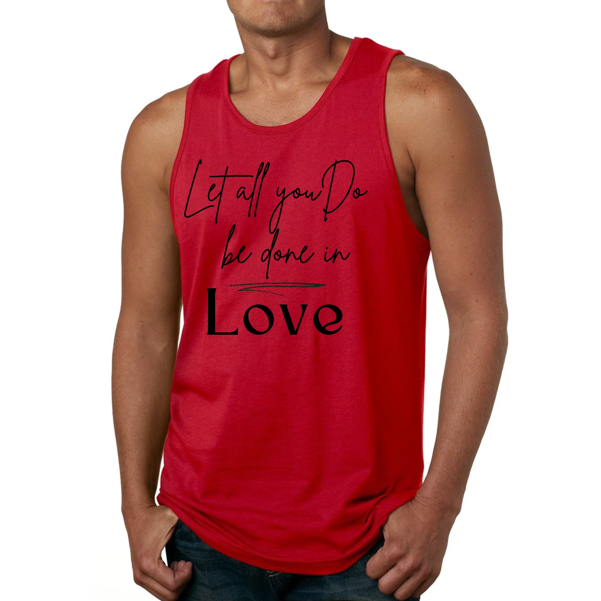 Mens Fitness Tank Top Graphic T-shirt Let All you do be Done in Love