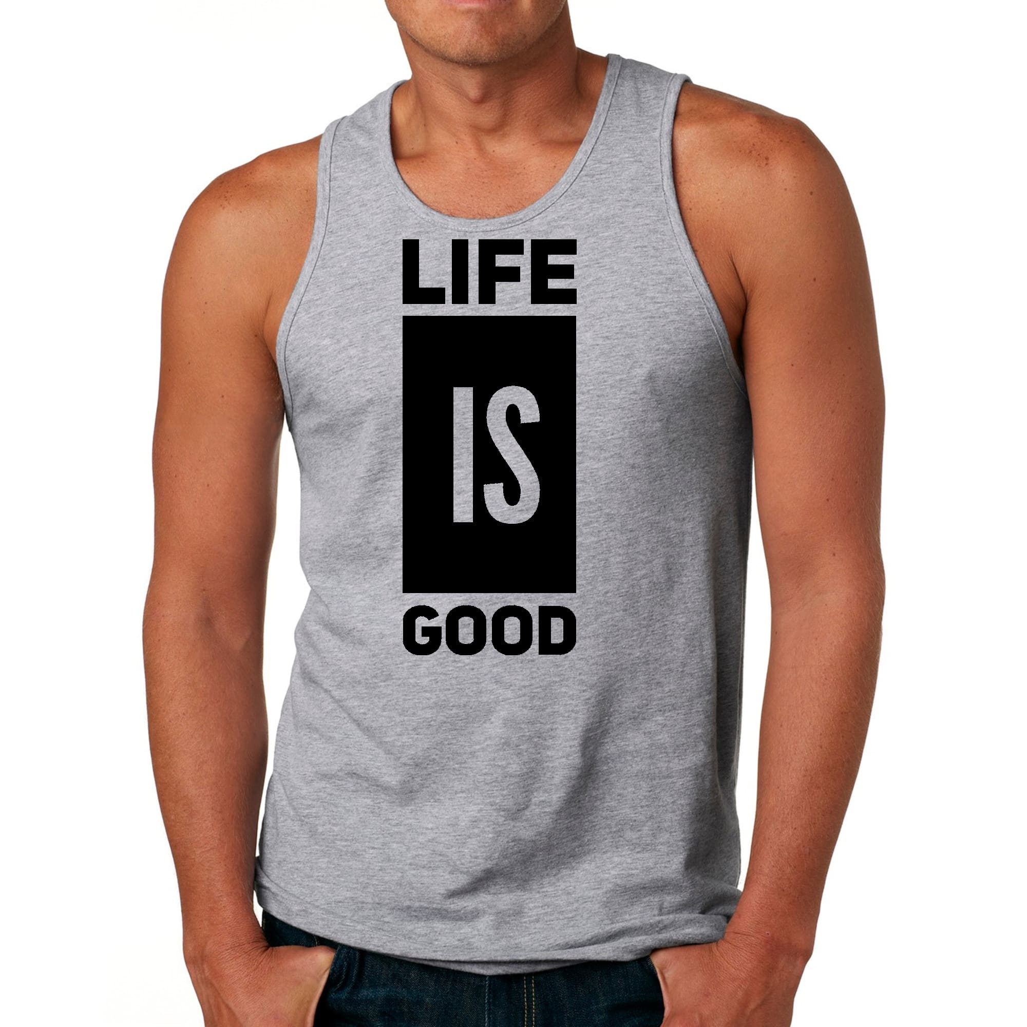 Mens Fitness Tank Top Graphic T-shirt Life is Good
