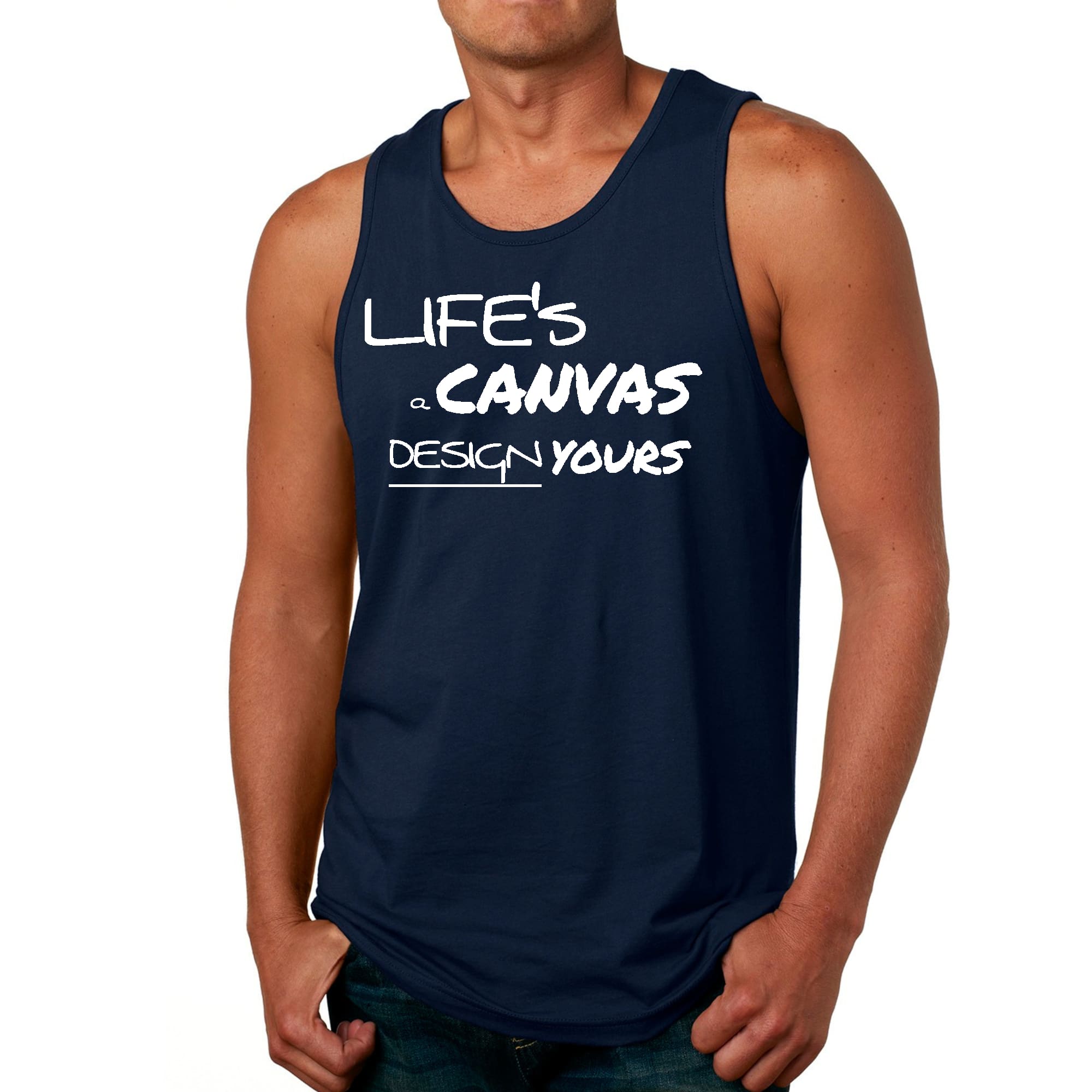 Mens Fitness Tank Top Graphic T-shirt Life's a Canvas Design Yours