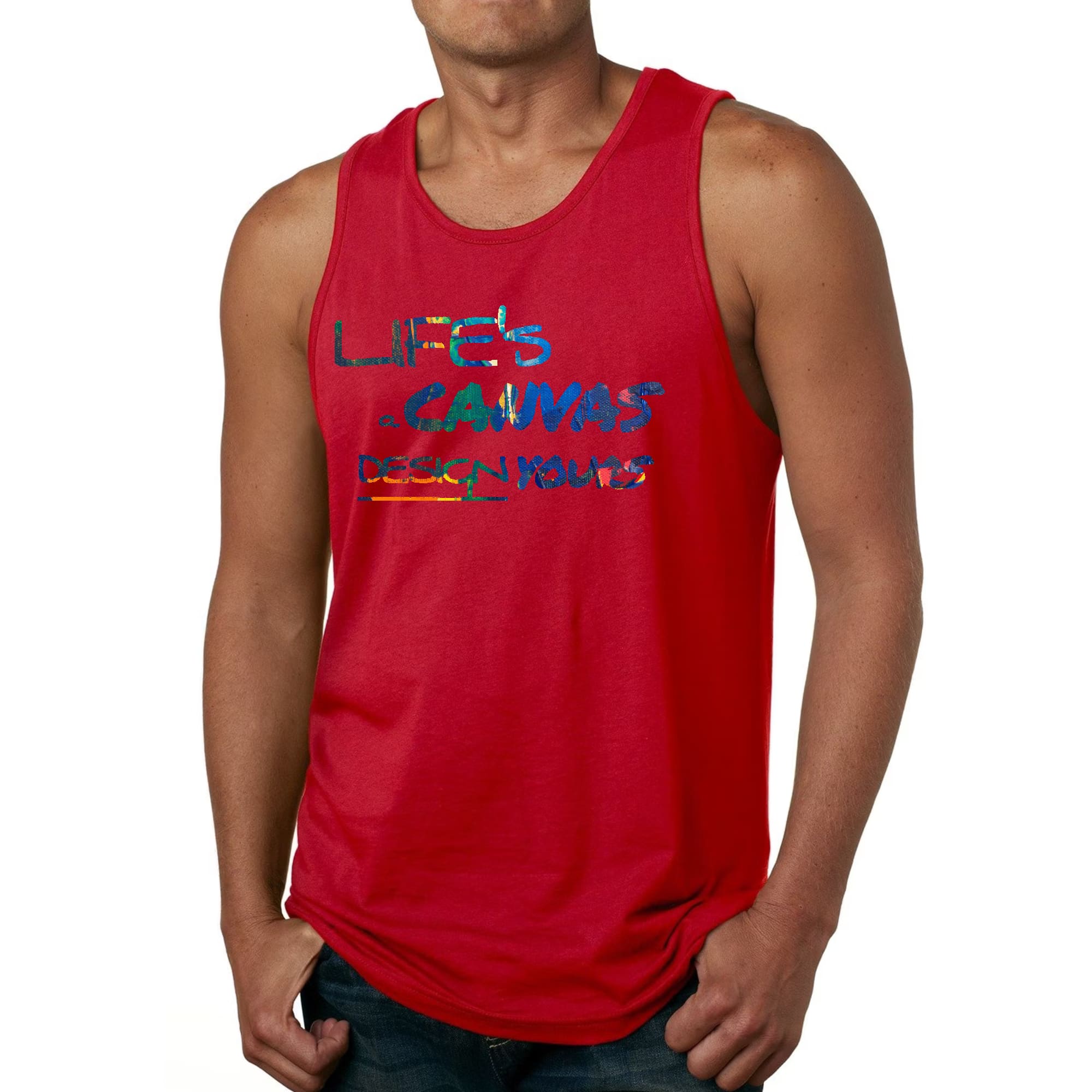 Mens Fitness Tank Top Graphic T-shirt Life's a Canvas Design Yours