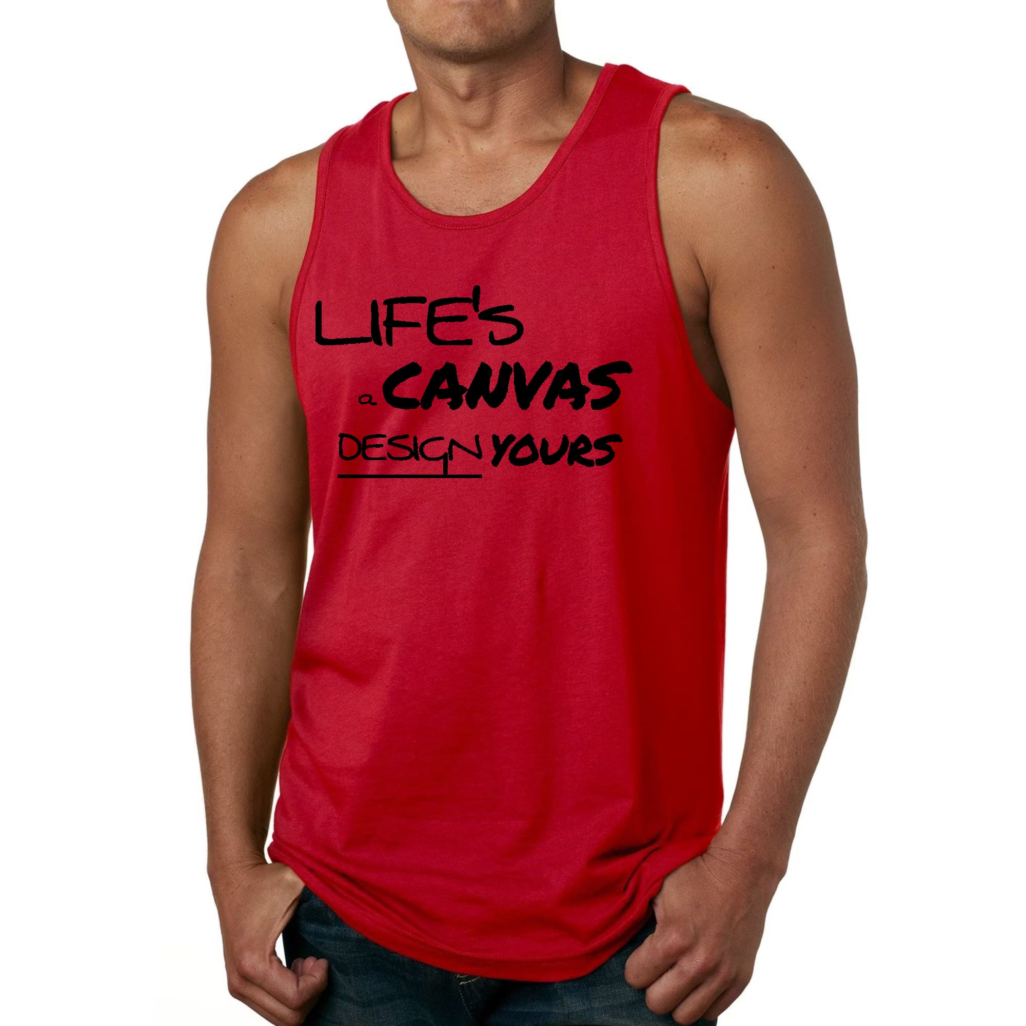 Mens Fitness Tank Top Graphic T-shirt Life's a Canvas Design Yours