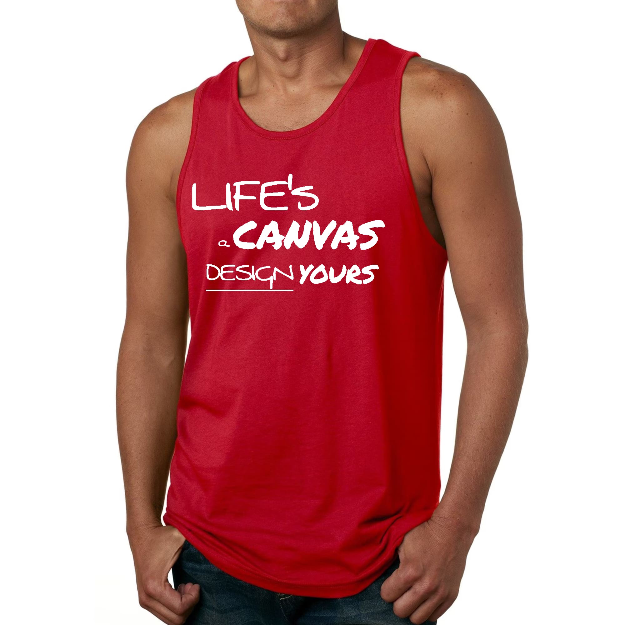 Mens Fitness Tank Top Graphic T-shirt Life's a Canvas Design Yours