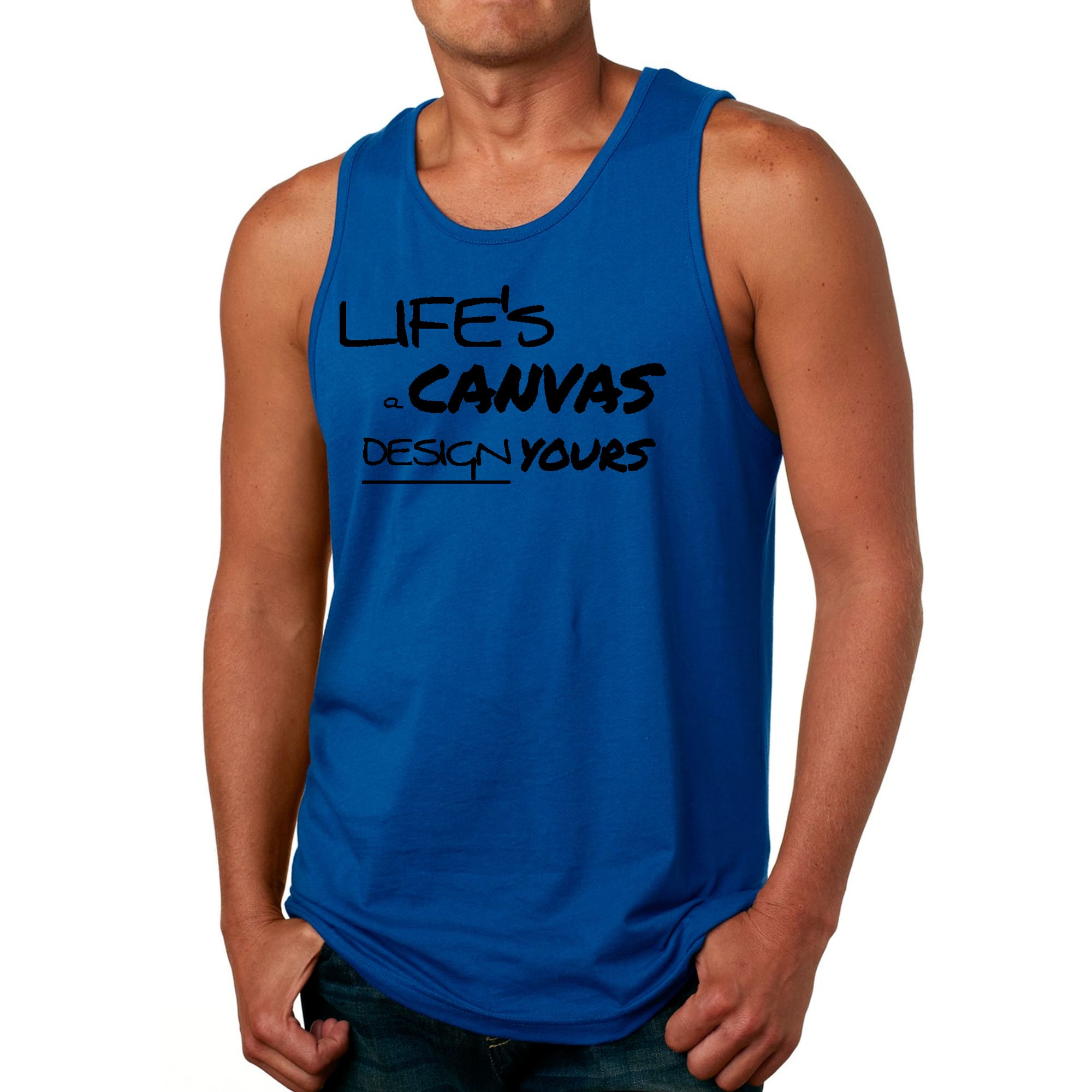Mens Fitness Tank Top Graphic T-shirt Life's a Canvas Design Yours