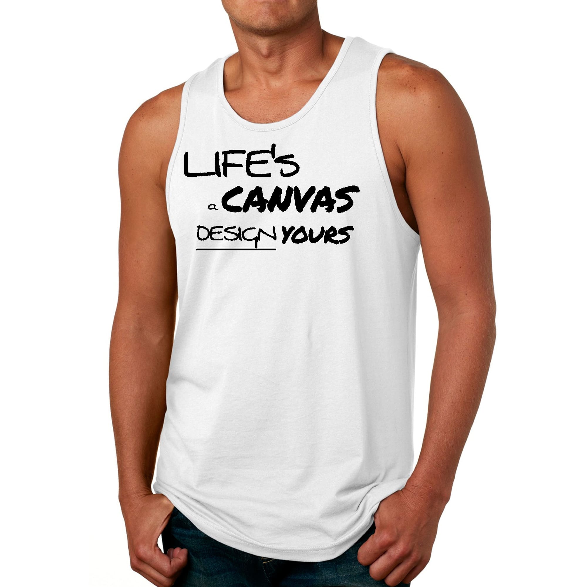 Mens Fitness Tank Top Graphic T-shirt Life's a Canvas Design Yours