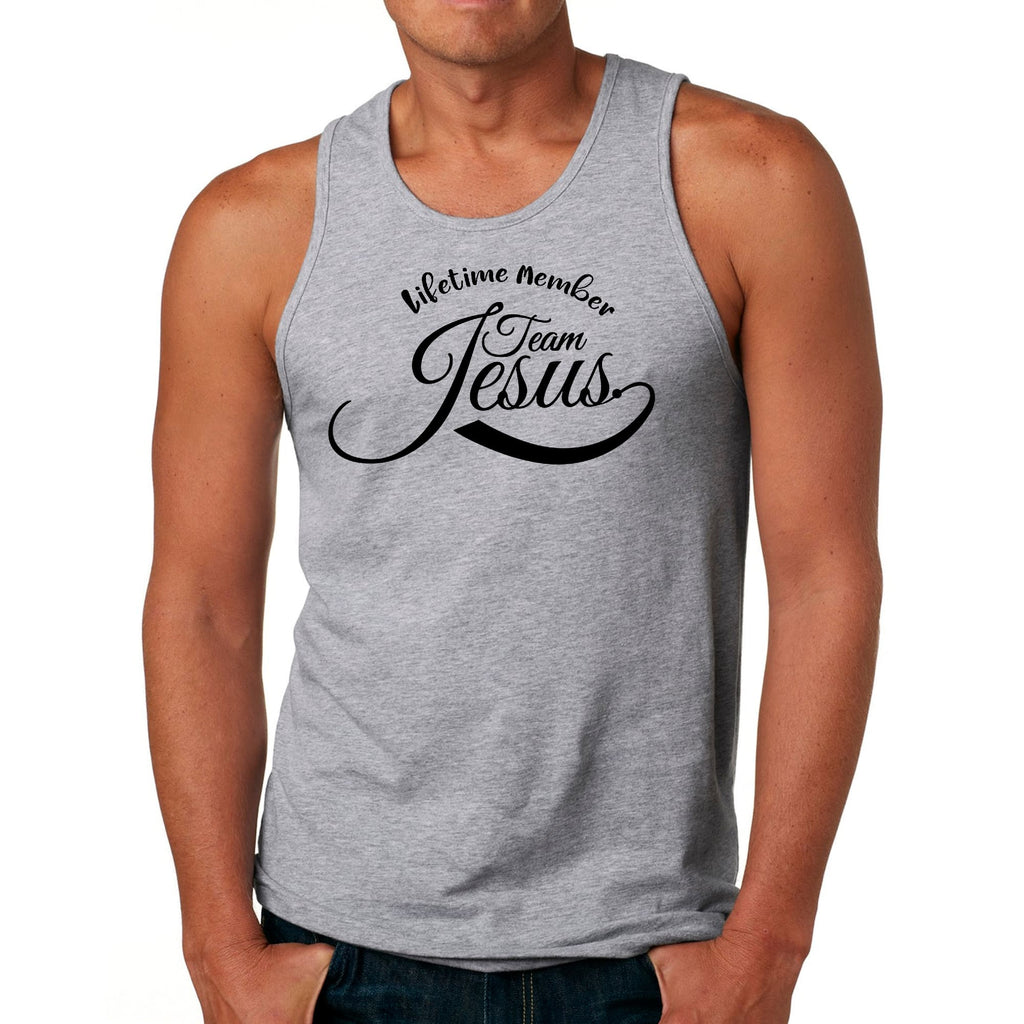 Mens Fitness Tank Top Graphic T-shirt Lifetime Member Team Jesus