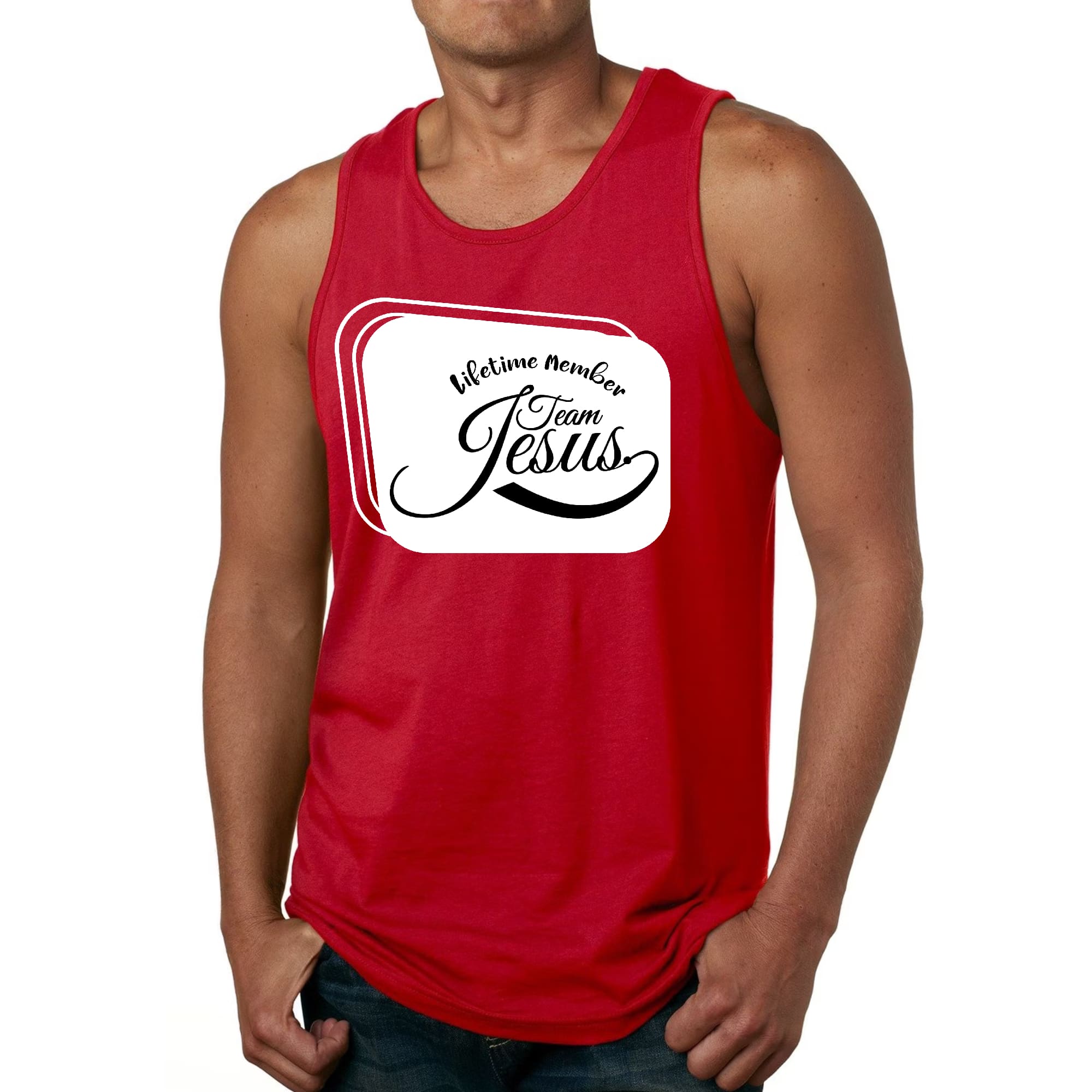 Mens Fitness Tank Top Graphic T-shirt Lifetime Member Team Jesus