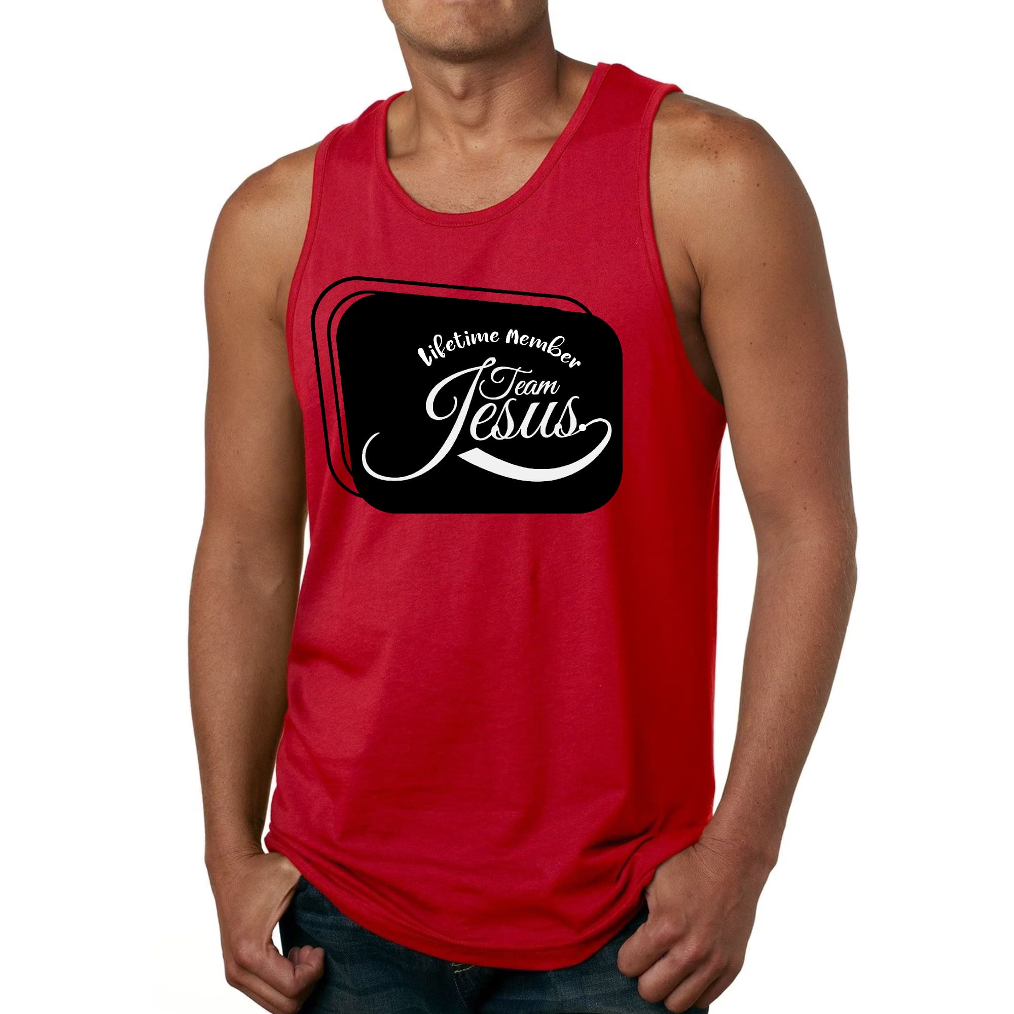 Mens Fitness Tank Top Graphic T-shirt Lifetime Member Team Jesus